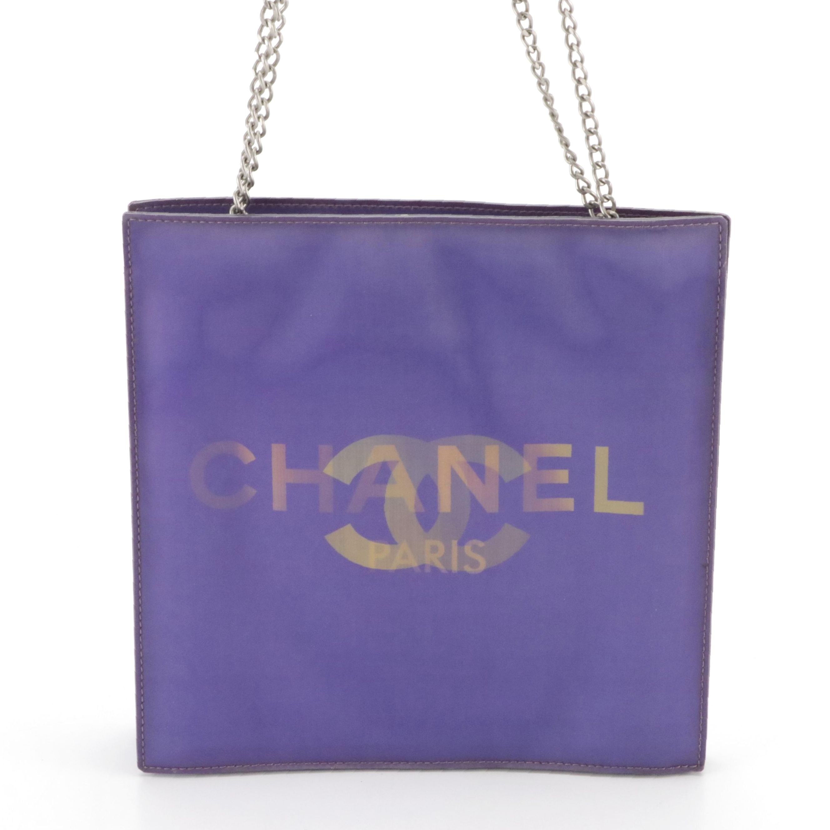 Chanel CC Hologram Small Chain Tote in Purple Vinyl