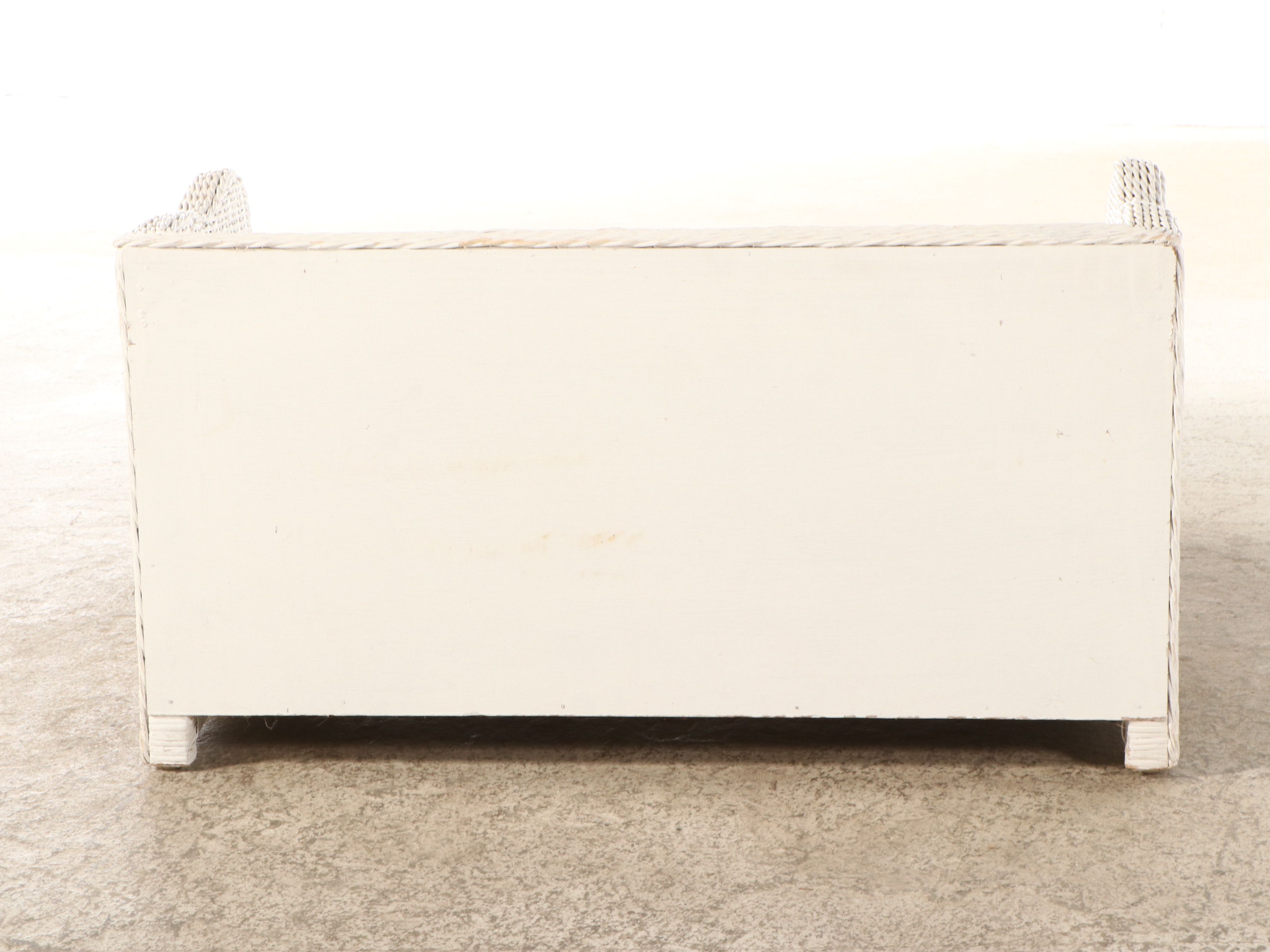 Vintage White Wicker Dressing Table, Chair, Wall Mirror and Storage Bench