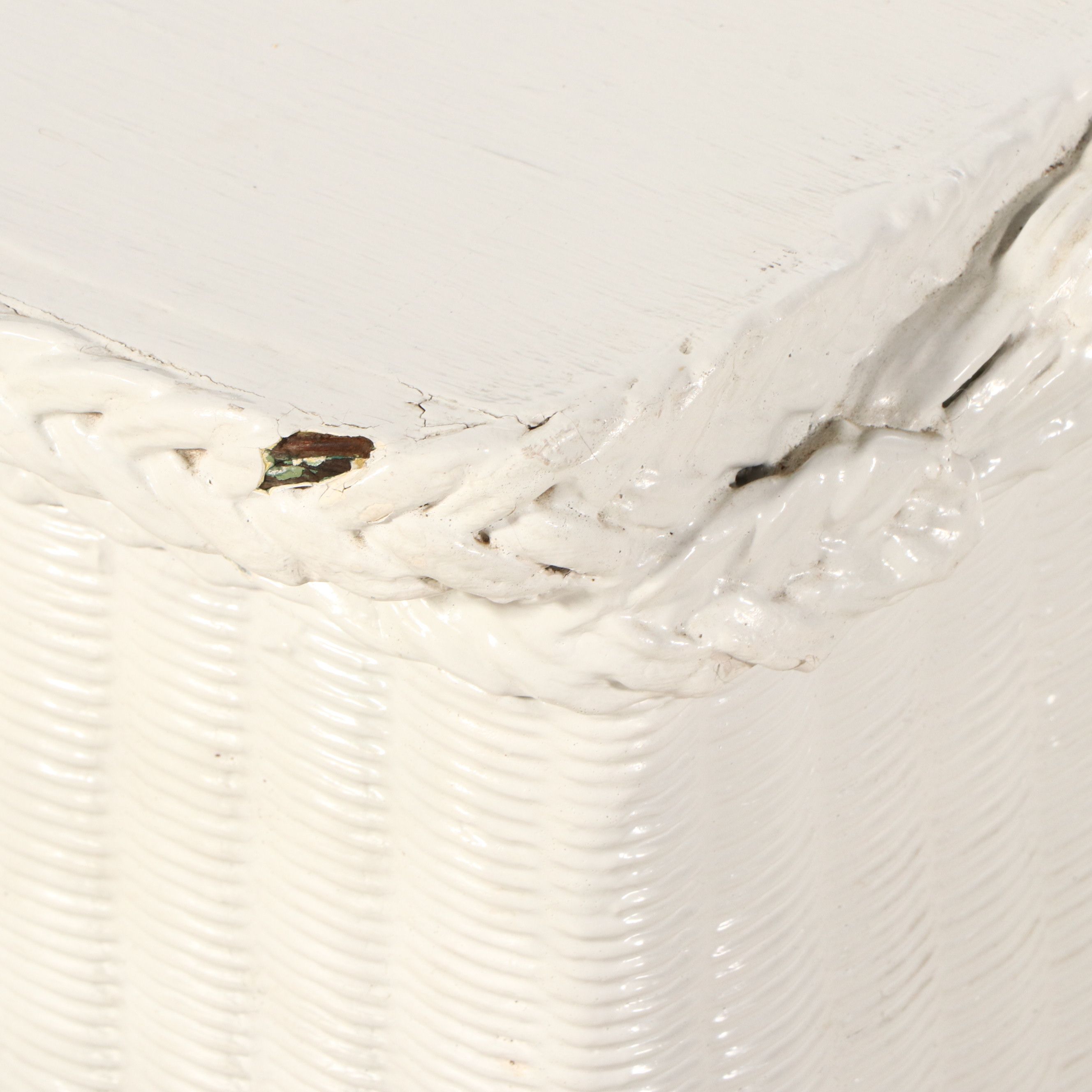 Vintage White Wicker Dressing Table, Chair, Wall Mirror and Storage Bench