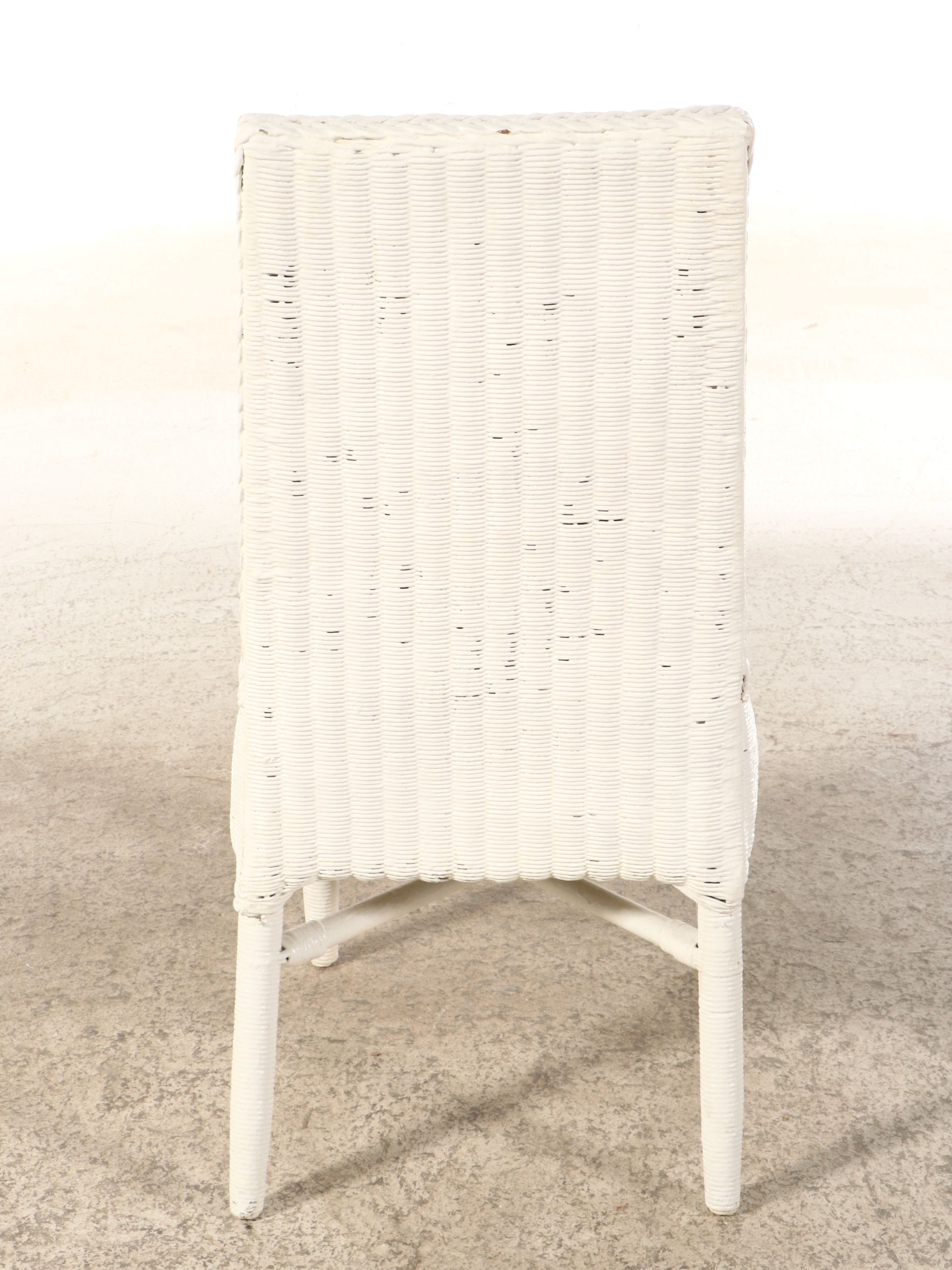 Vintage White Wicker Dressing Table, Chair, Wall Mirror and Storage Bench