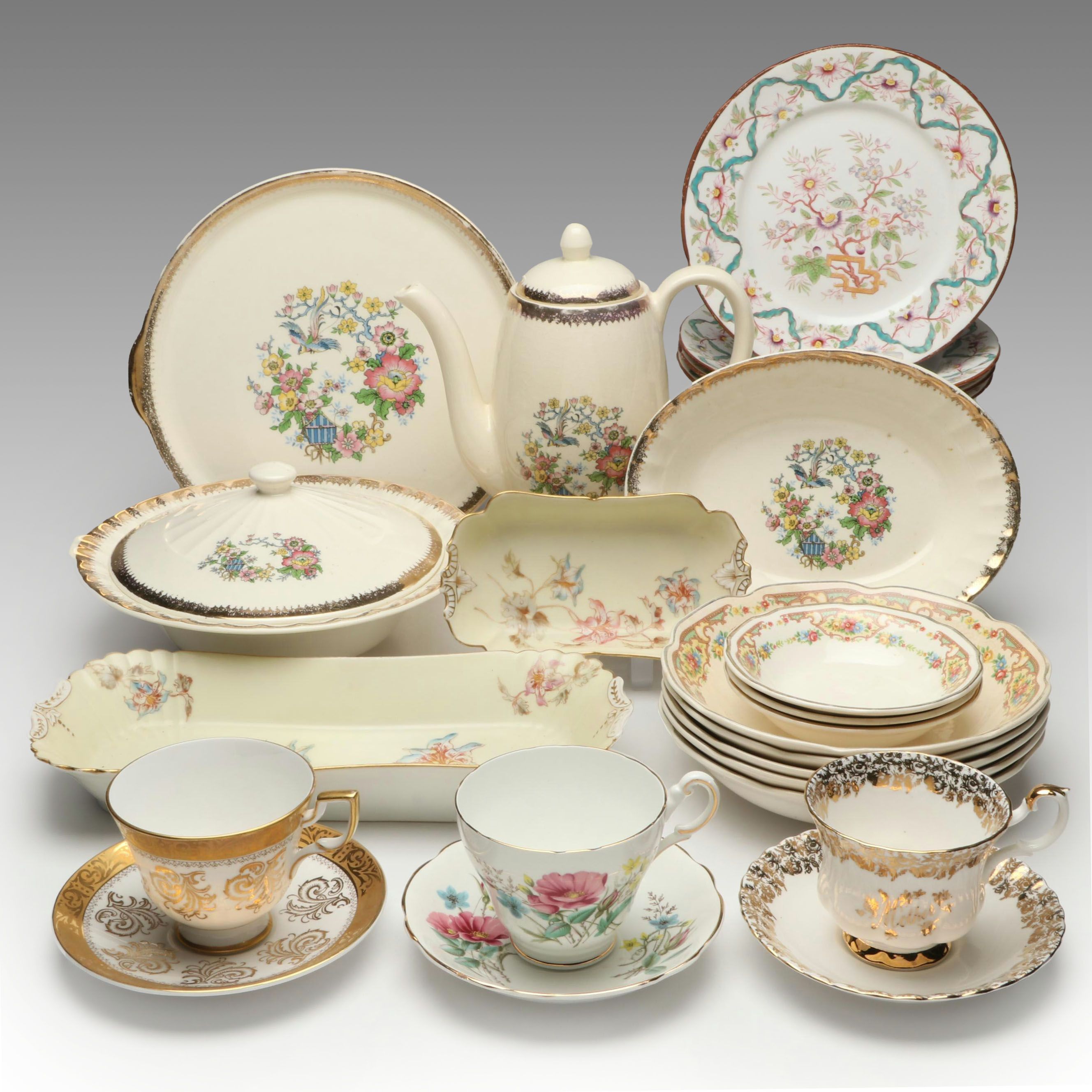 Cronin China Co. Teapot and Serving Pieces with Other Tableware