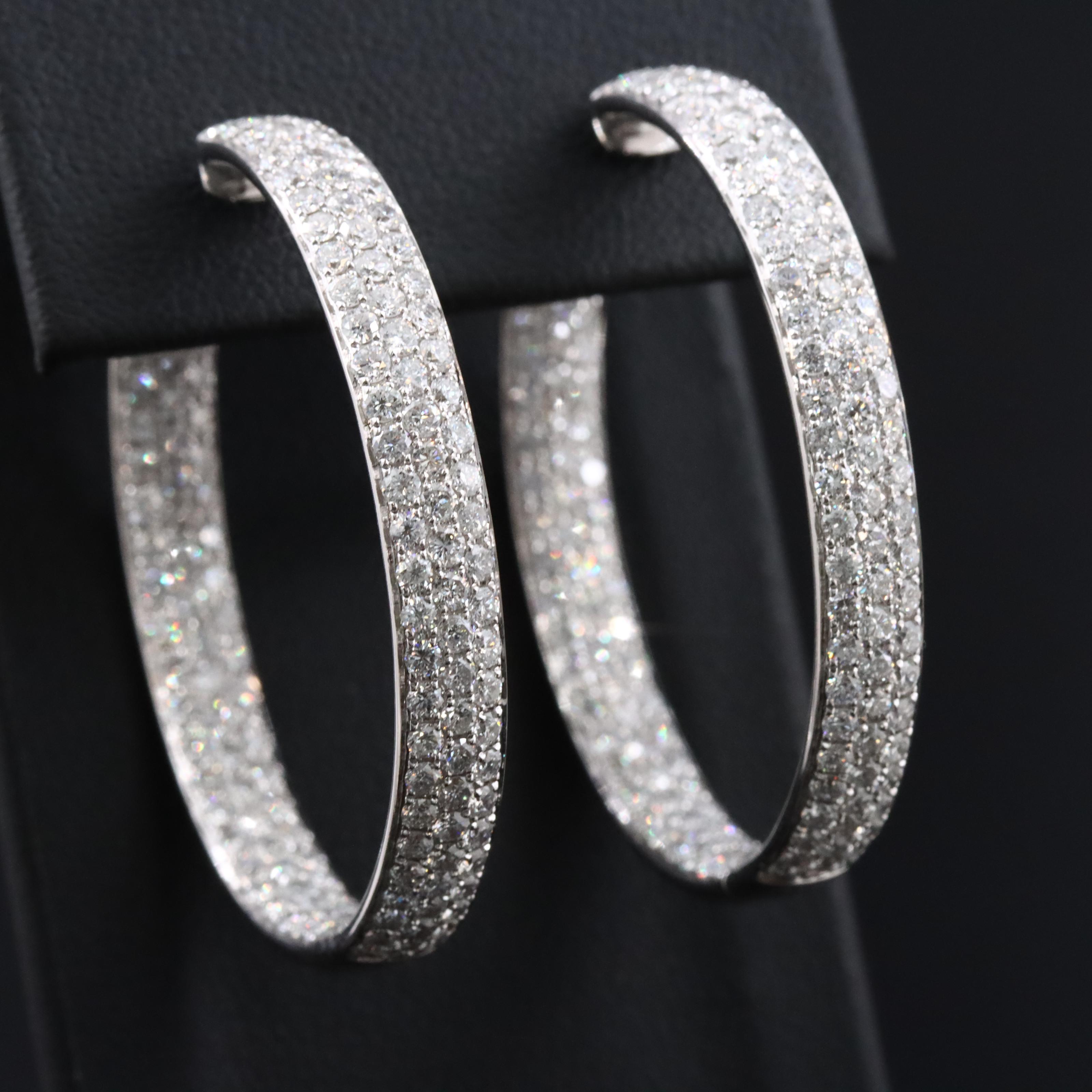 18K 5.99 CTW Diamond Inside-Out Hoop Earrings