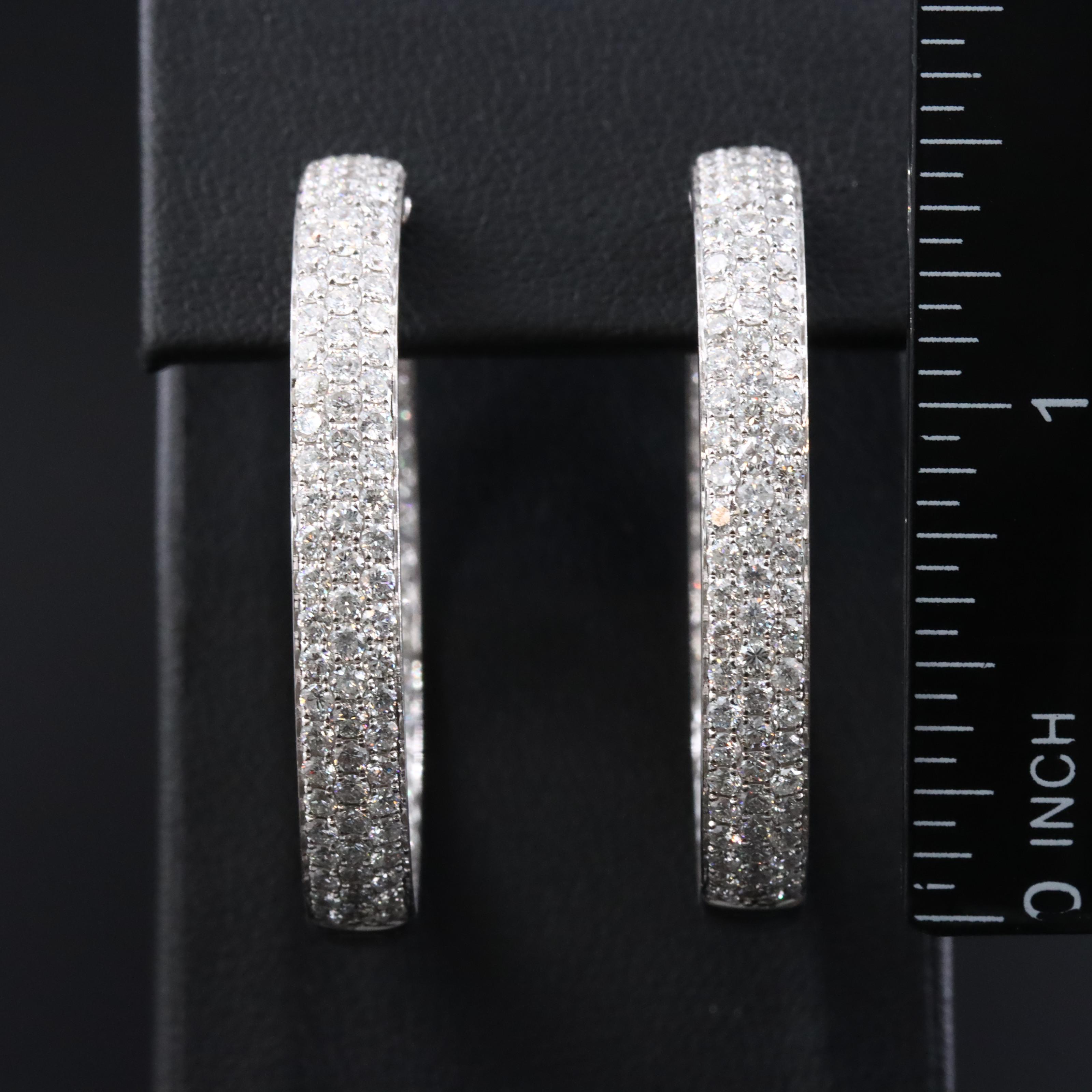 18K 5.99 CTW Diamond Inside-Out Hoop Earrings