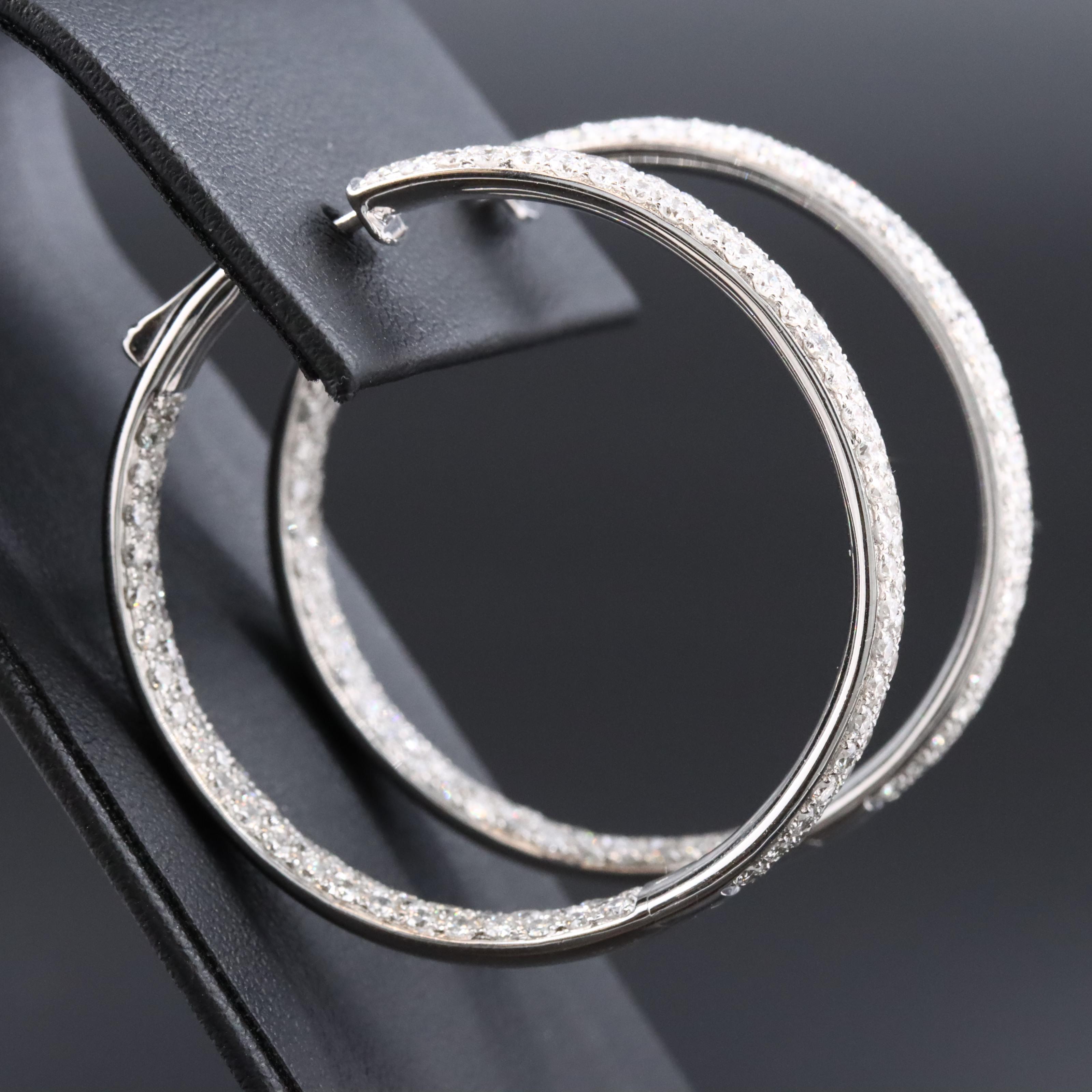 18K 5.99 CTW Diamond Inside-Out Hoop Earrings