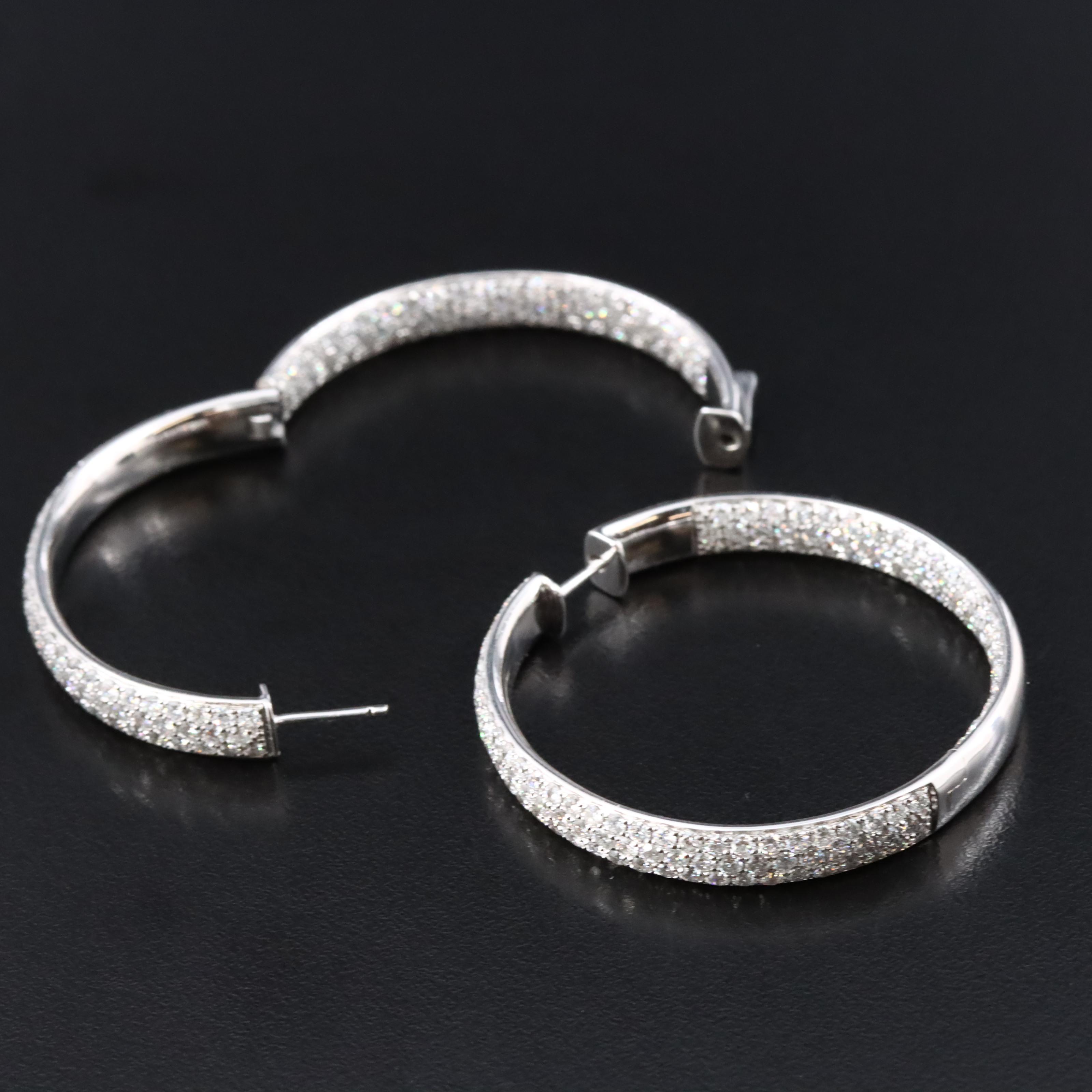 18K 5.99 CTW Diamond Inside-Out Hoop Earrings