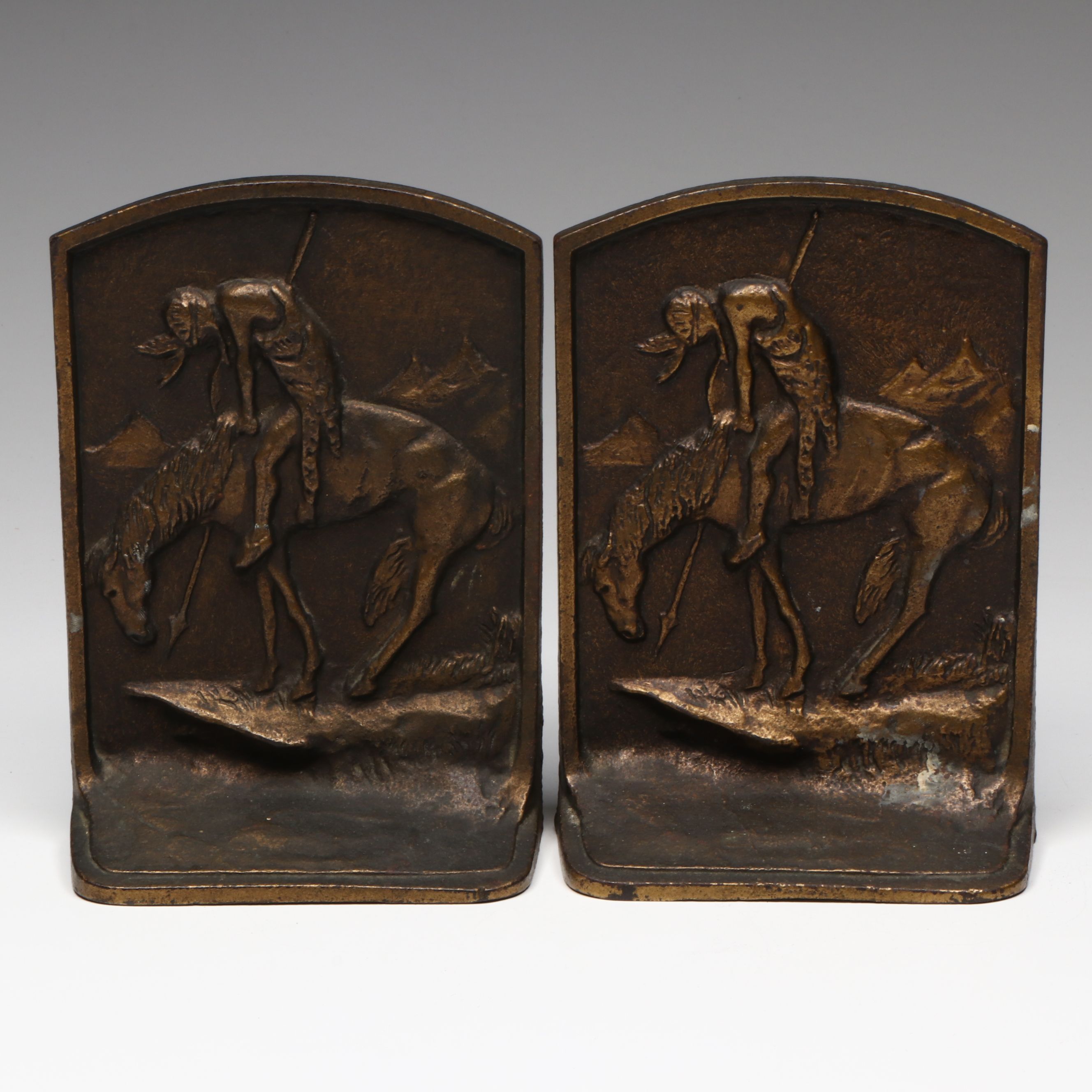 Bronze Finish Bookends After James Earle Fraser