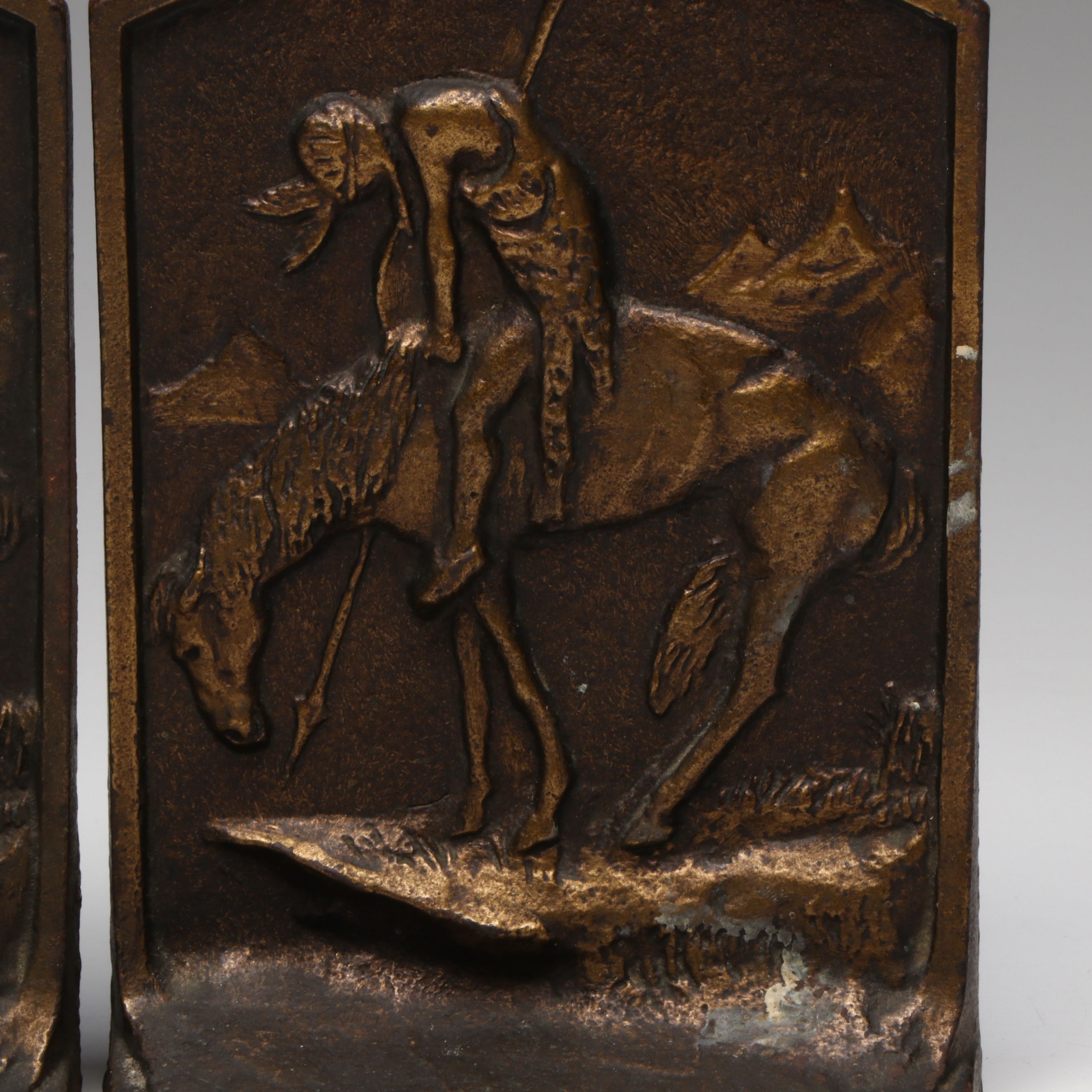 Bronze Finish Bookends After James Earle Fraser