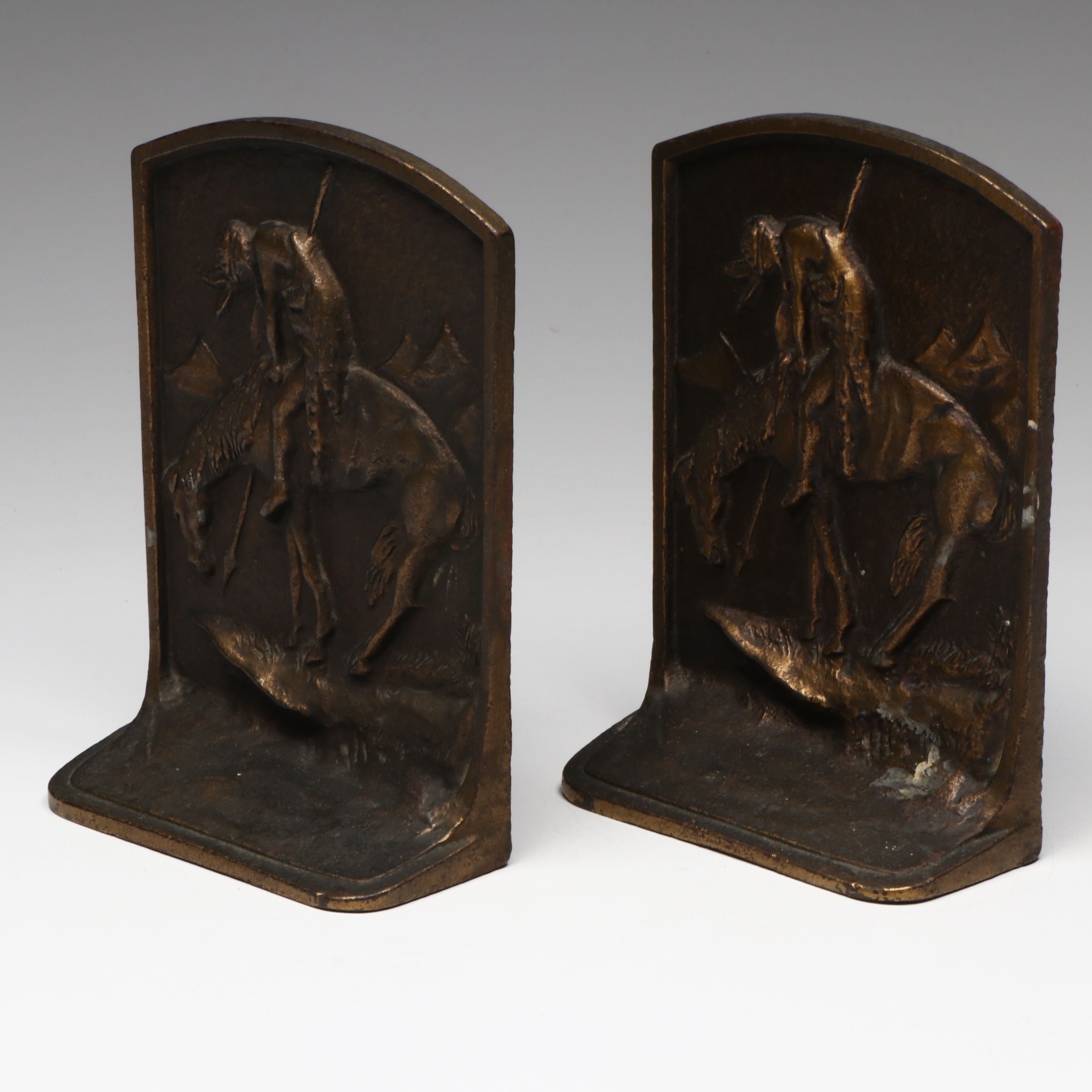 Bronze Finish Bookends After James Earle Fraser