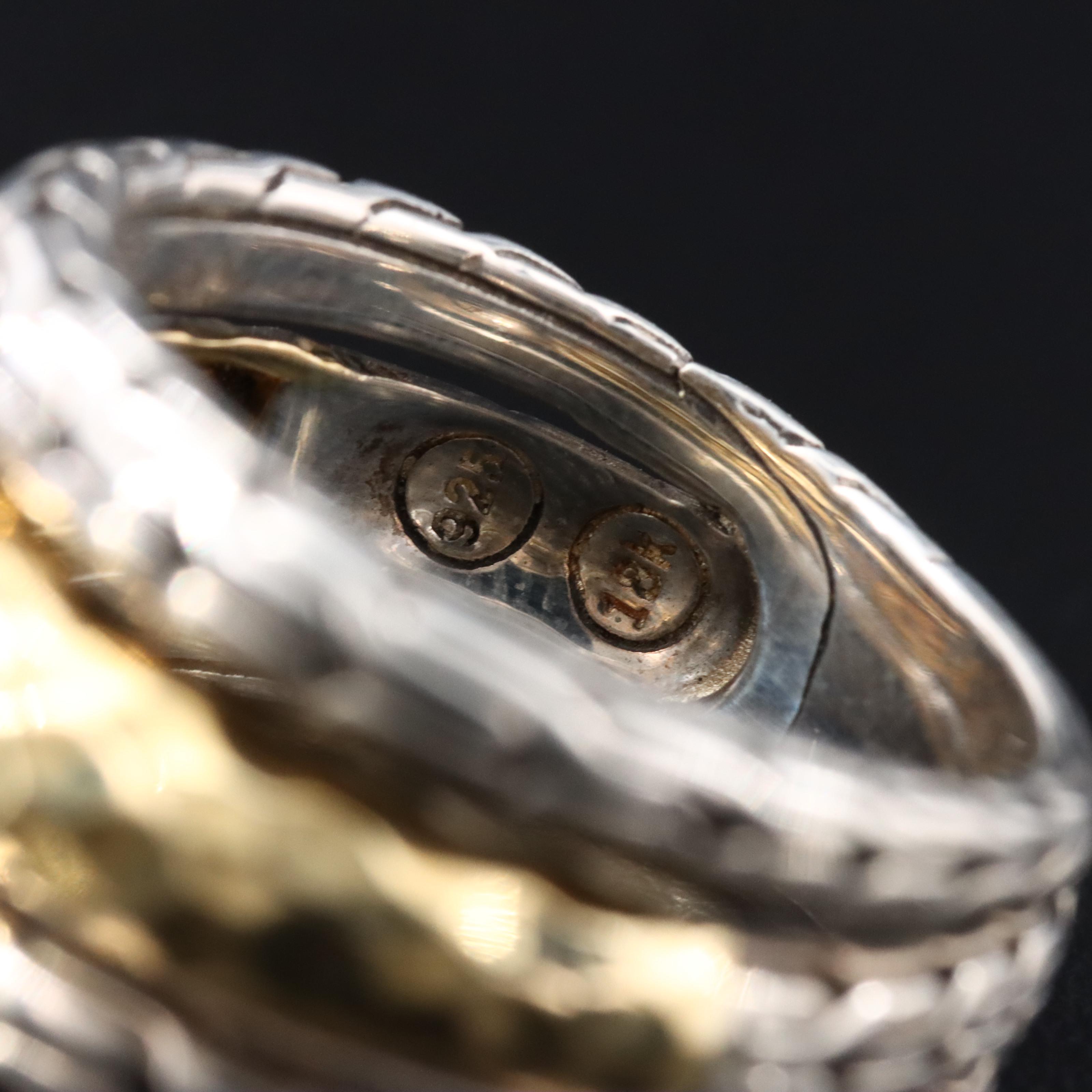 John Hardy Classic Chain Sterling Triple Row Band with 18K Hammered Accent