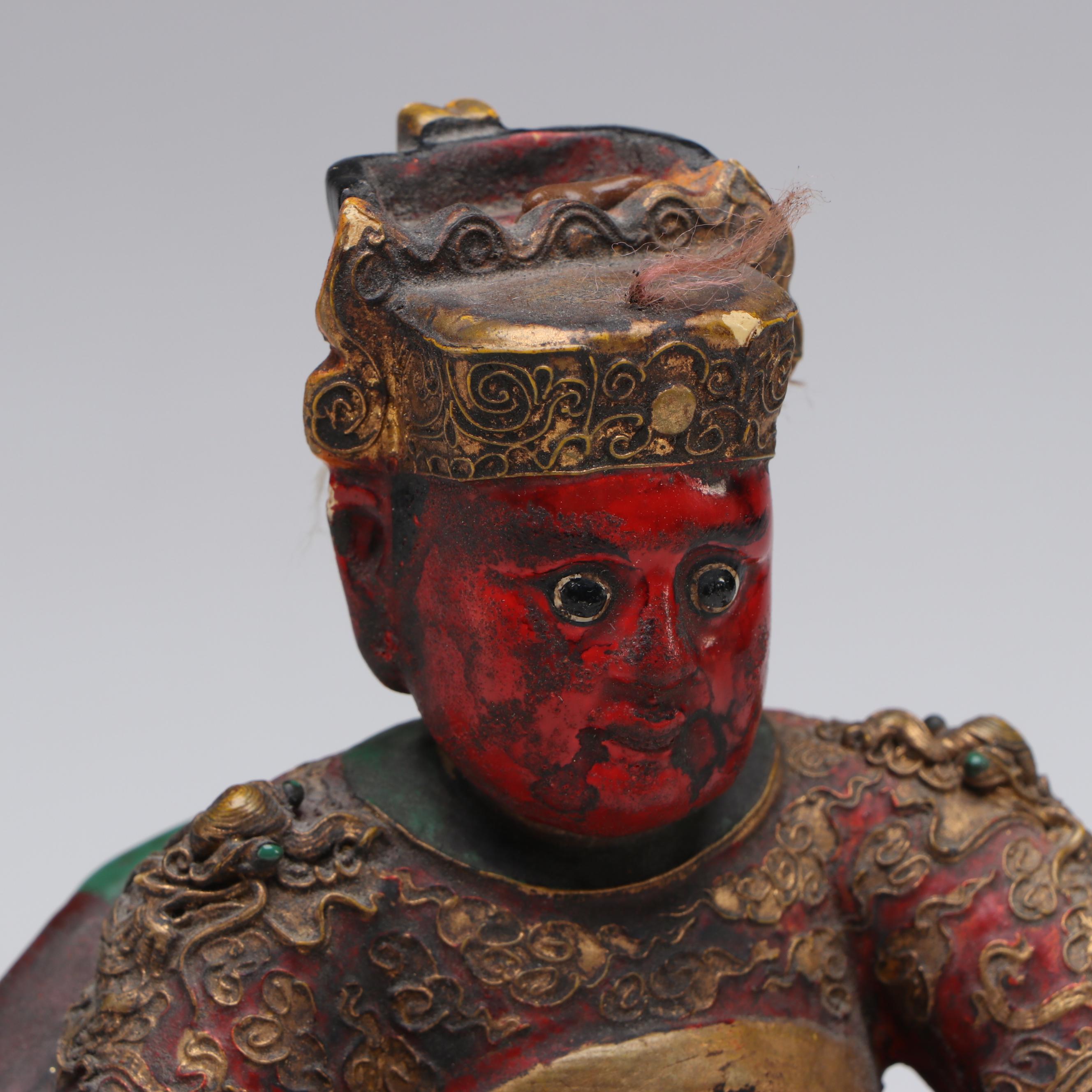 Chinese Polychromed Wood Temple Guang Ze Zun Wang, Late 19th/Early 20th C.