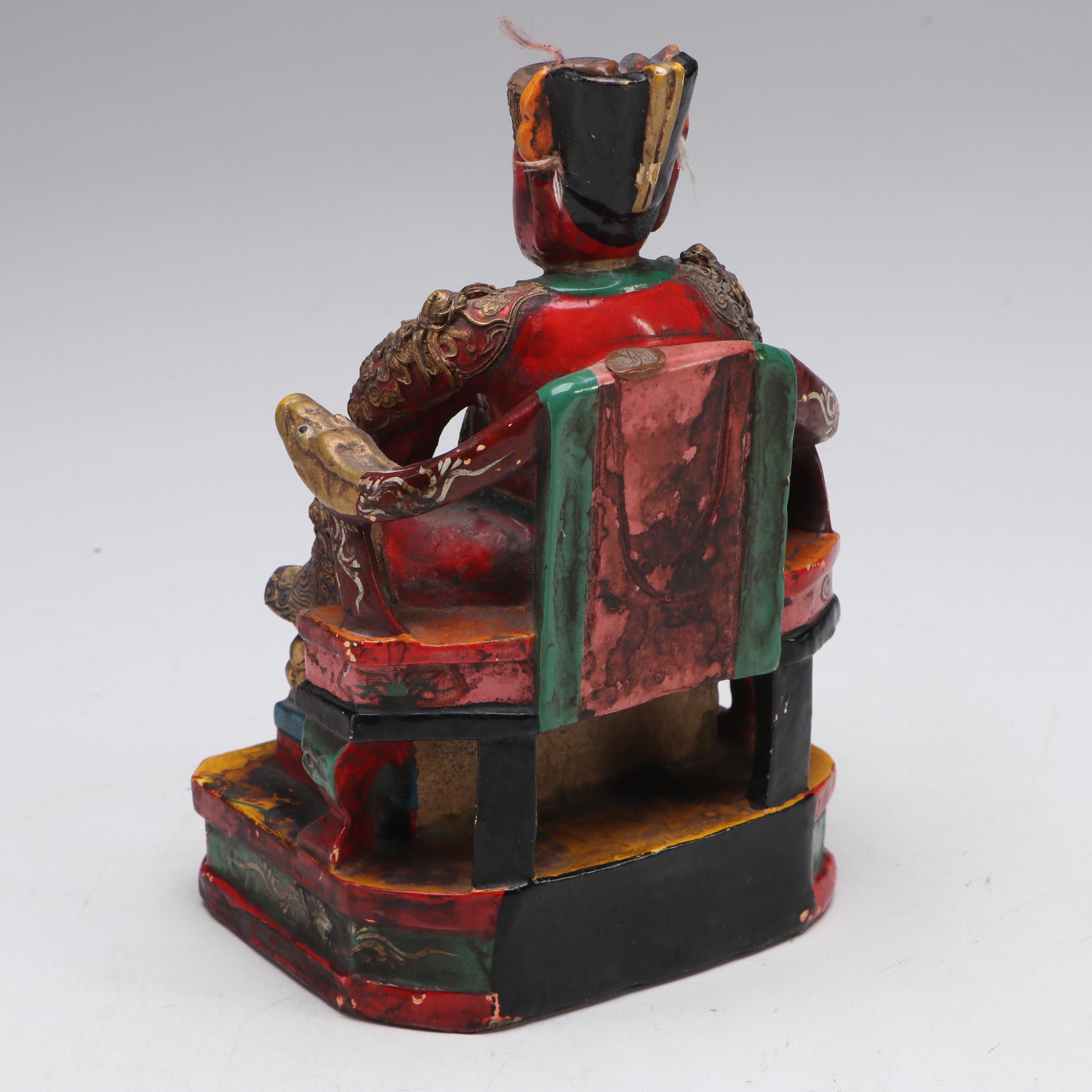 Chinese Polychromed Wood Temple Guang Ze Zun Wang, Late 19th/Early 20th C.