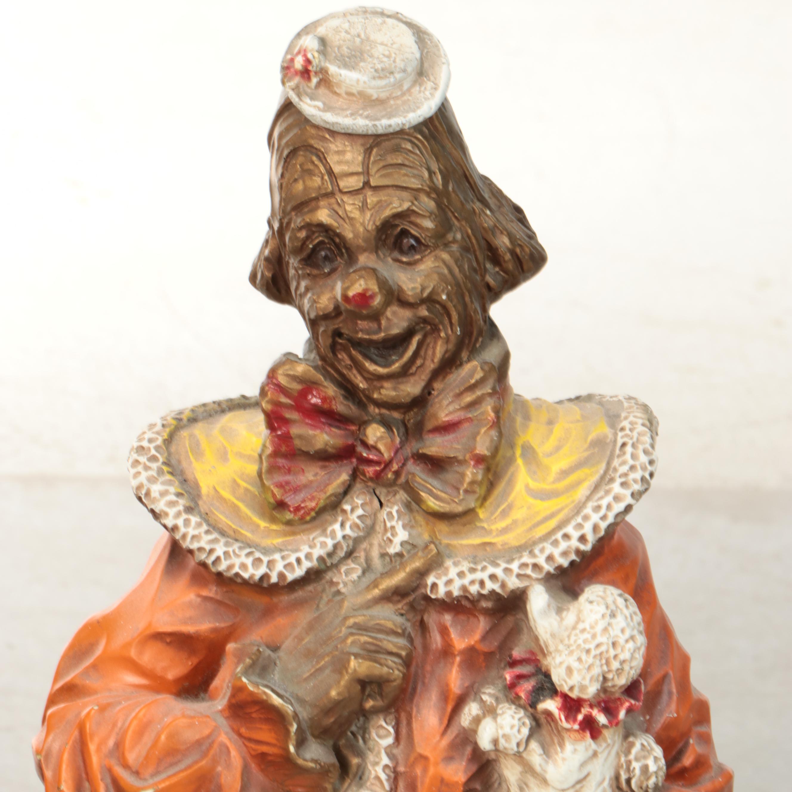 Polychrome Plaster Clown Statues
