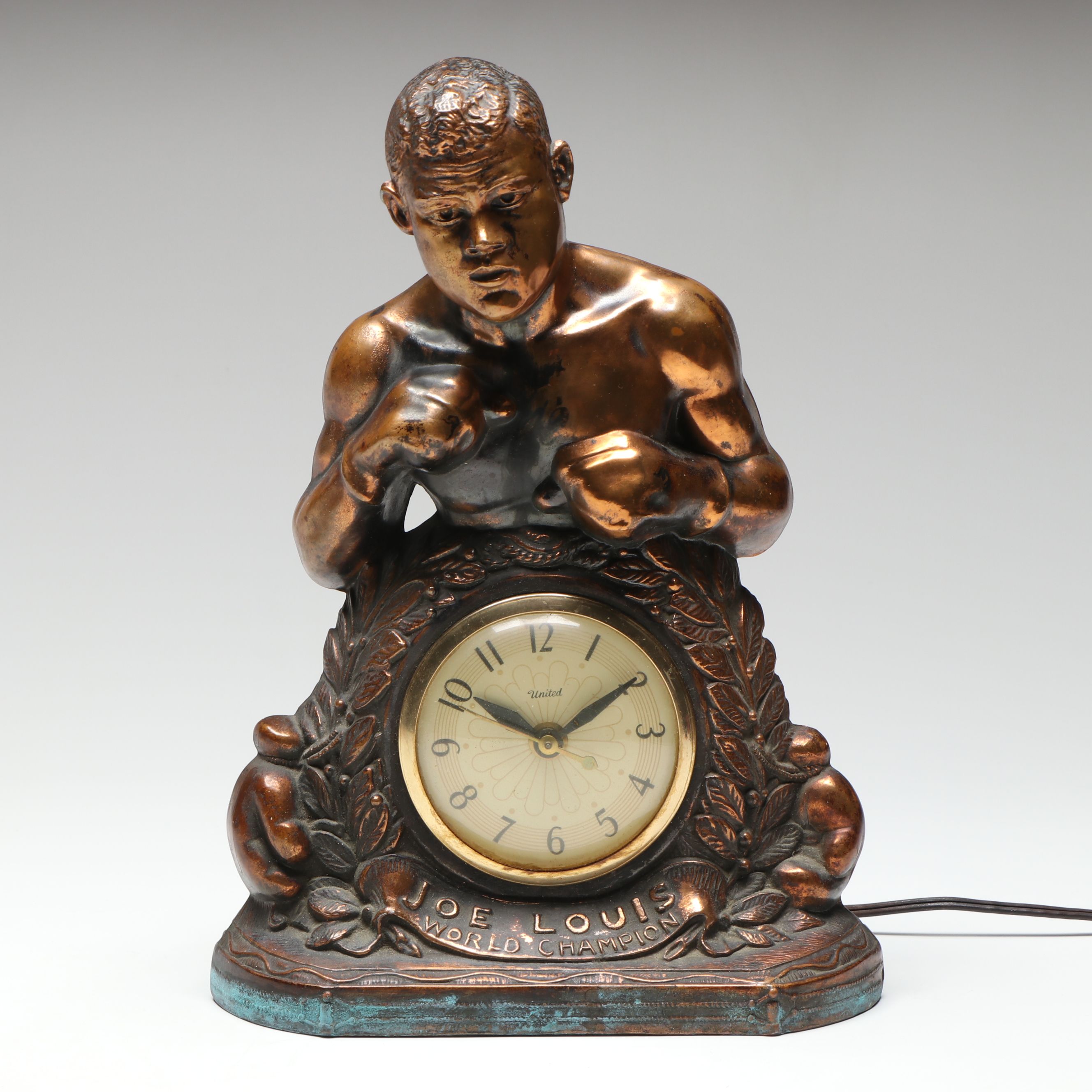 United Joe Louis "World Champion" Figural Electric Clock