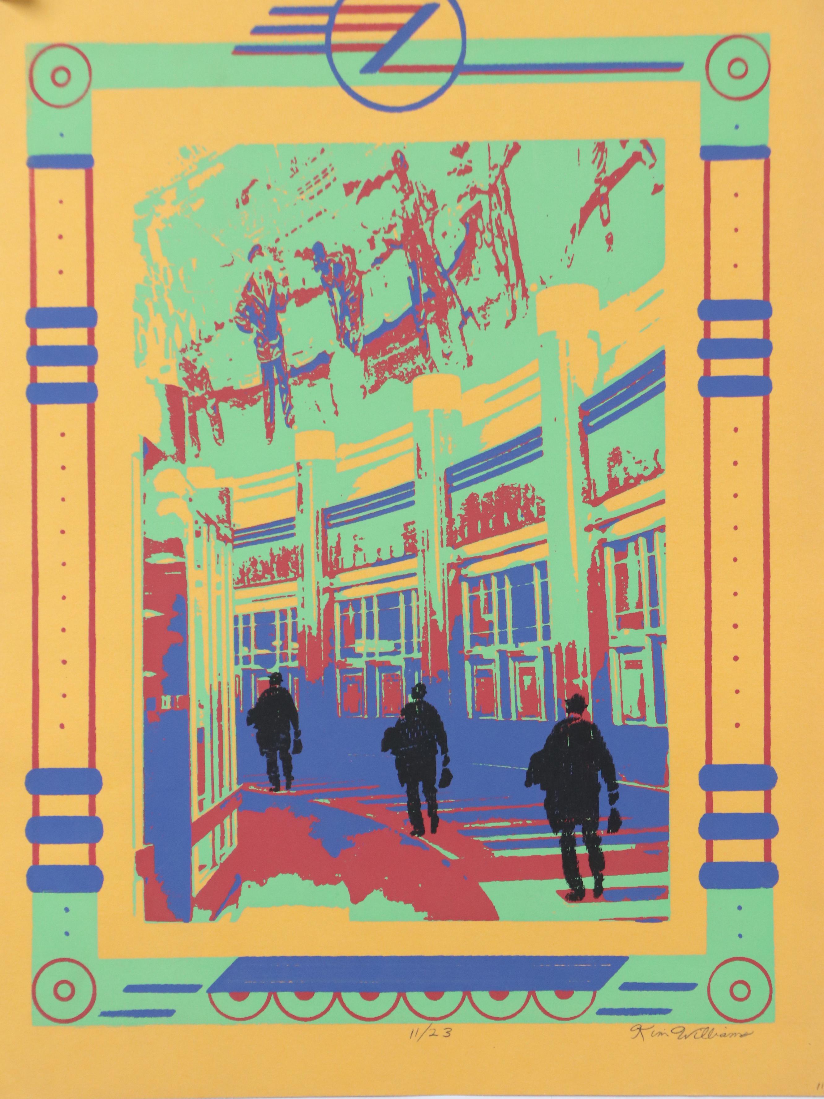 Kim Williams Silkscreen of Stylized Interior Scene, 21st Century