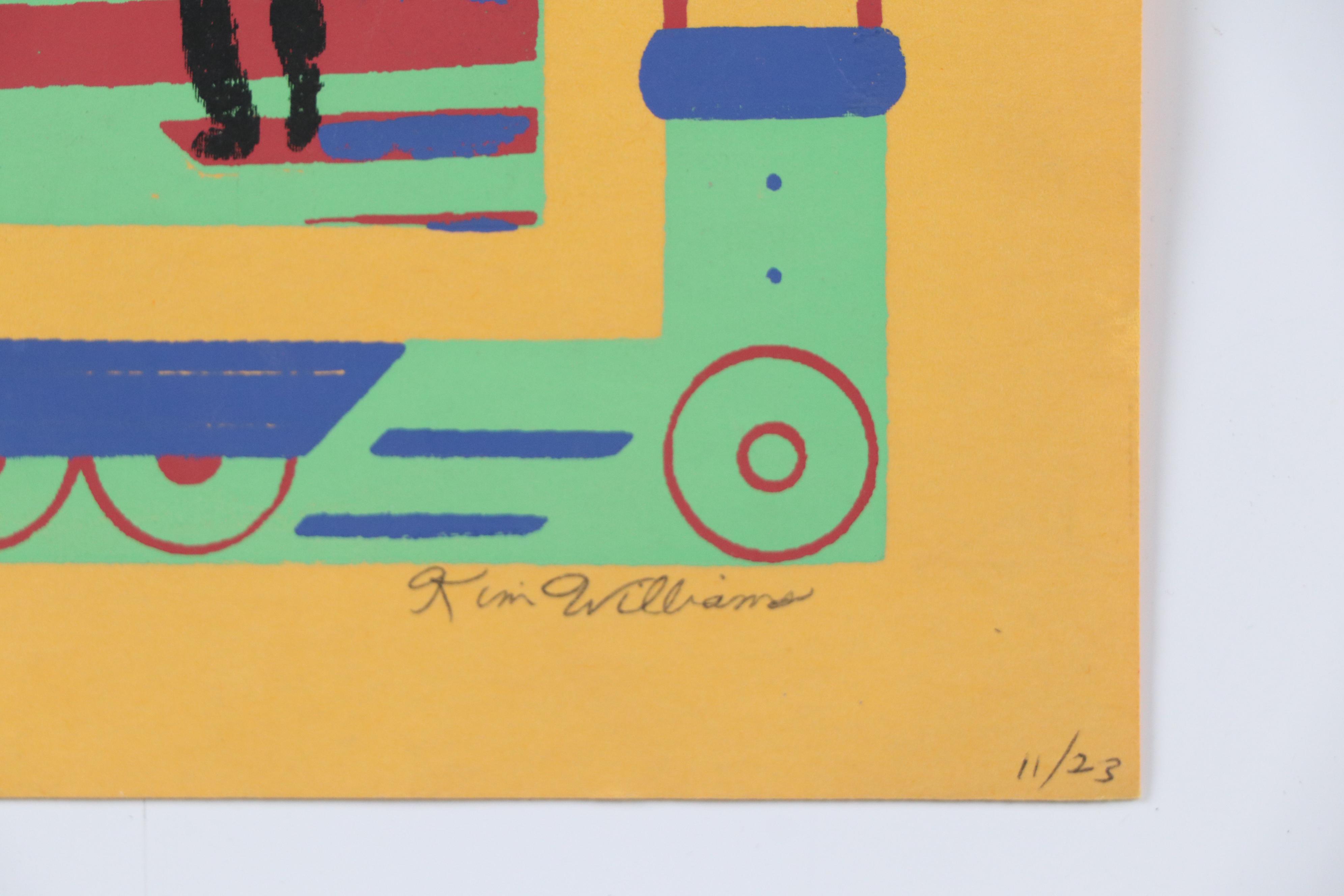 Kim Williams Silkscreen of Stylized Interior Scene, 21st Century