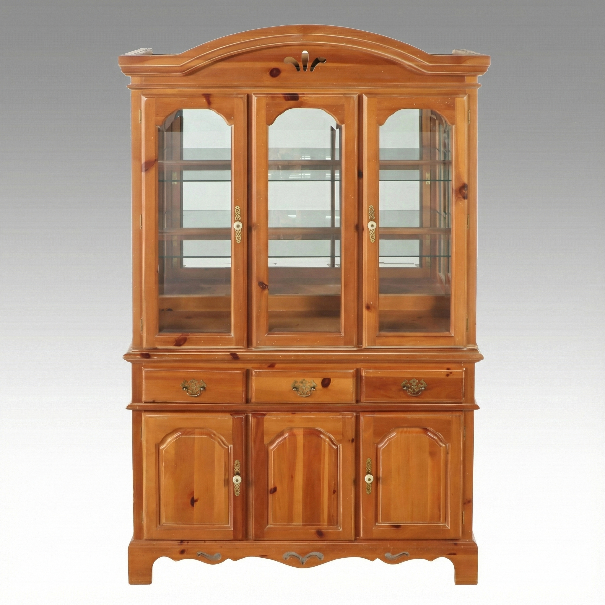 American Drew French Provincial Style Pine China Cabinet