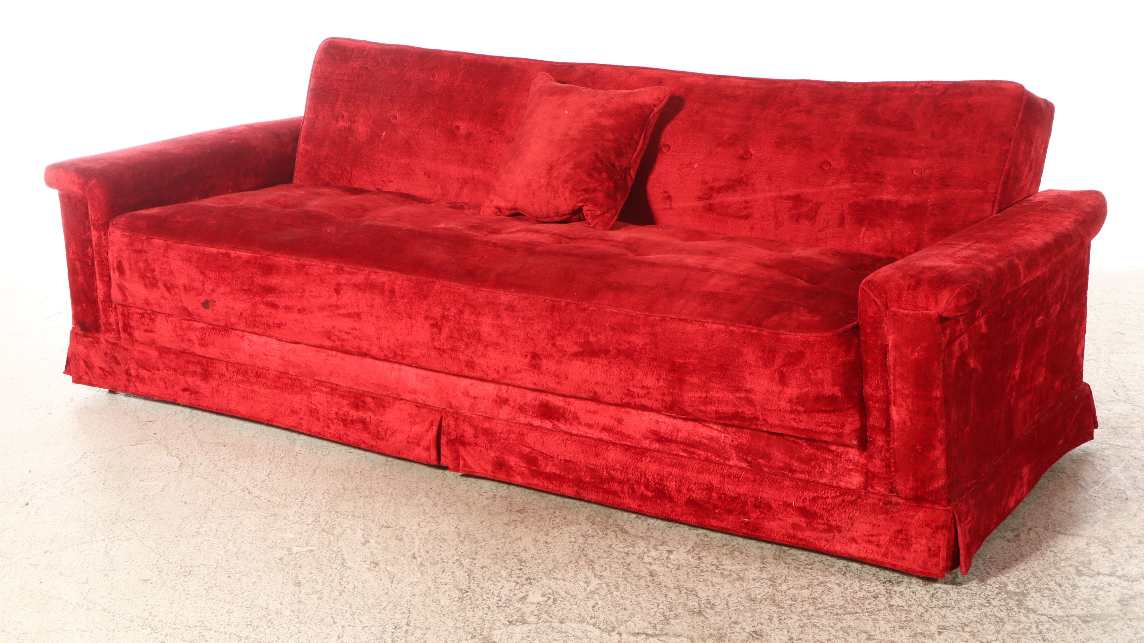Mid-Century Red Sleeper Sofa