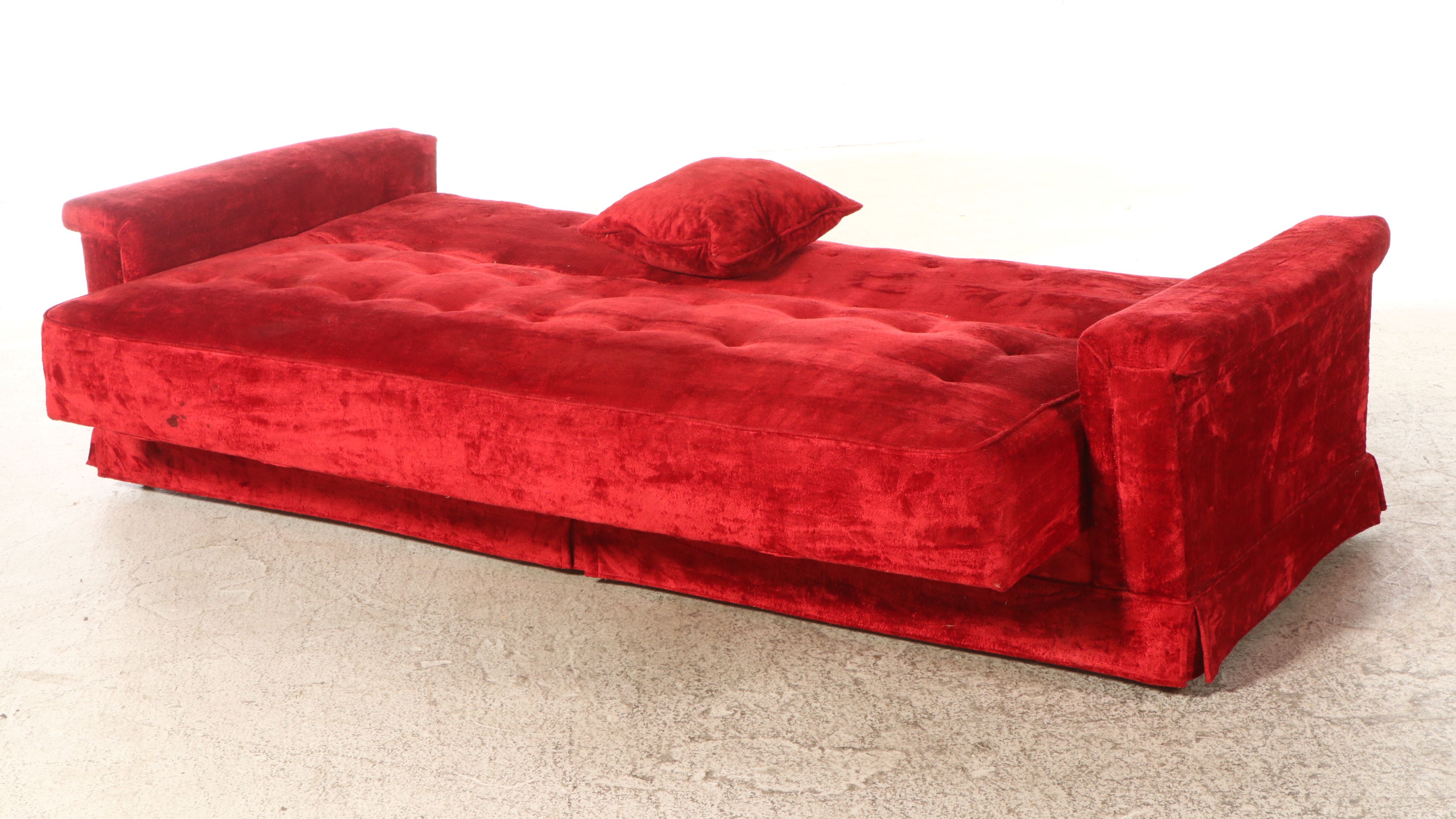 Mid-Century Red Sleeper Sofa