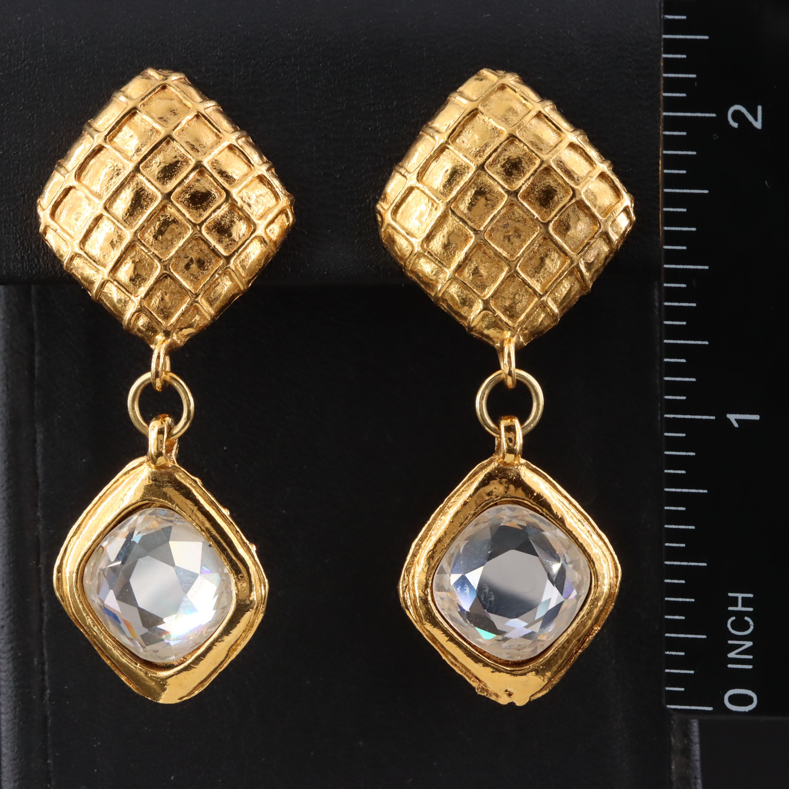 Chanel Strass Crystal Drop Clip Earrings Vintage