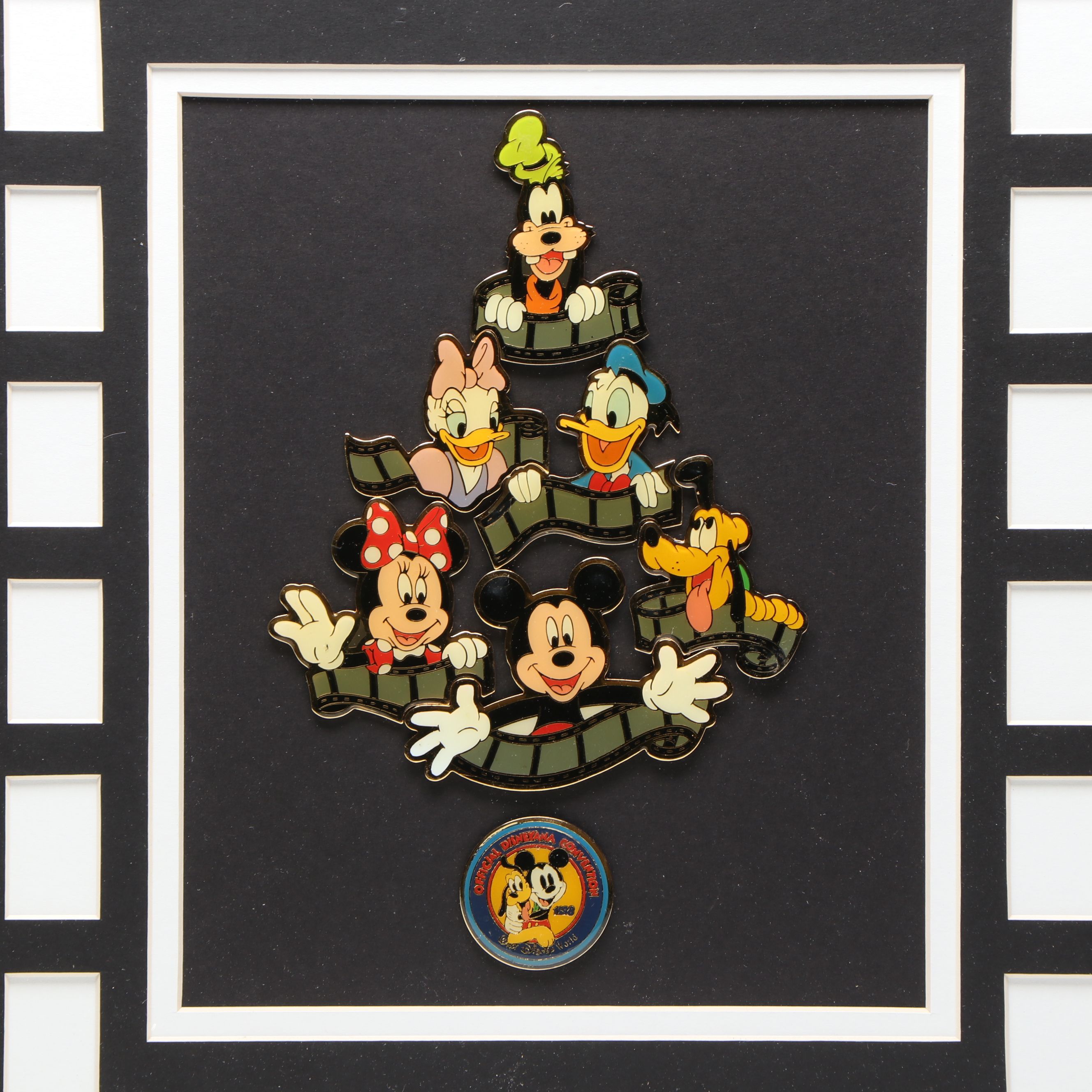 Walt Disney Mickey Mouse Club and Other Commemorative Enamel Pins in Wood Case