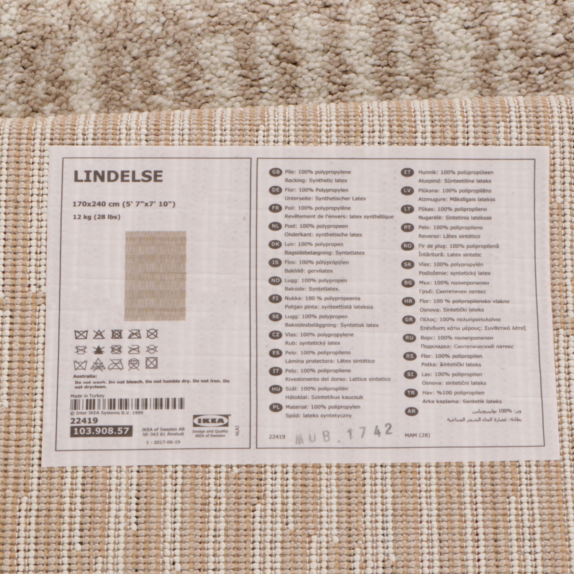 5'7 x 8' Machine Made IKEA "LINDELSE" Contemporary Area Rug