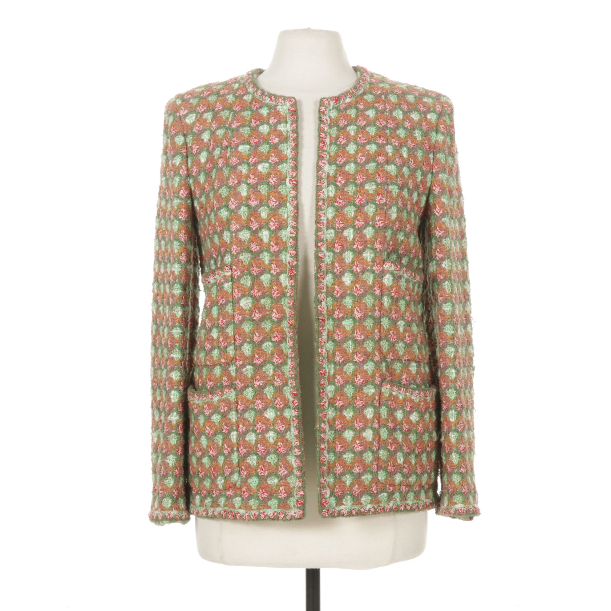 Chanel Multicolor Tweed Collarless Jacket, Spring 2002