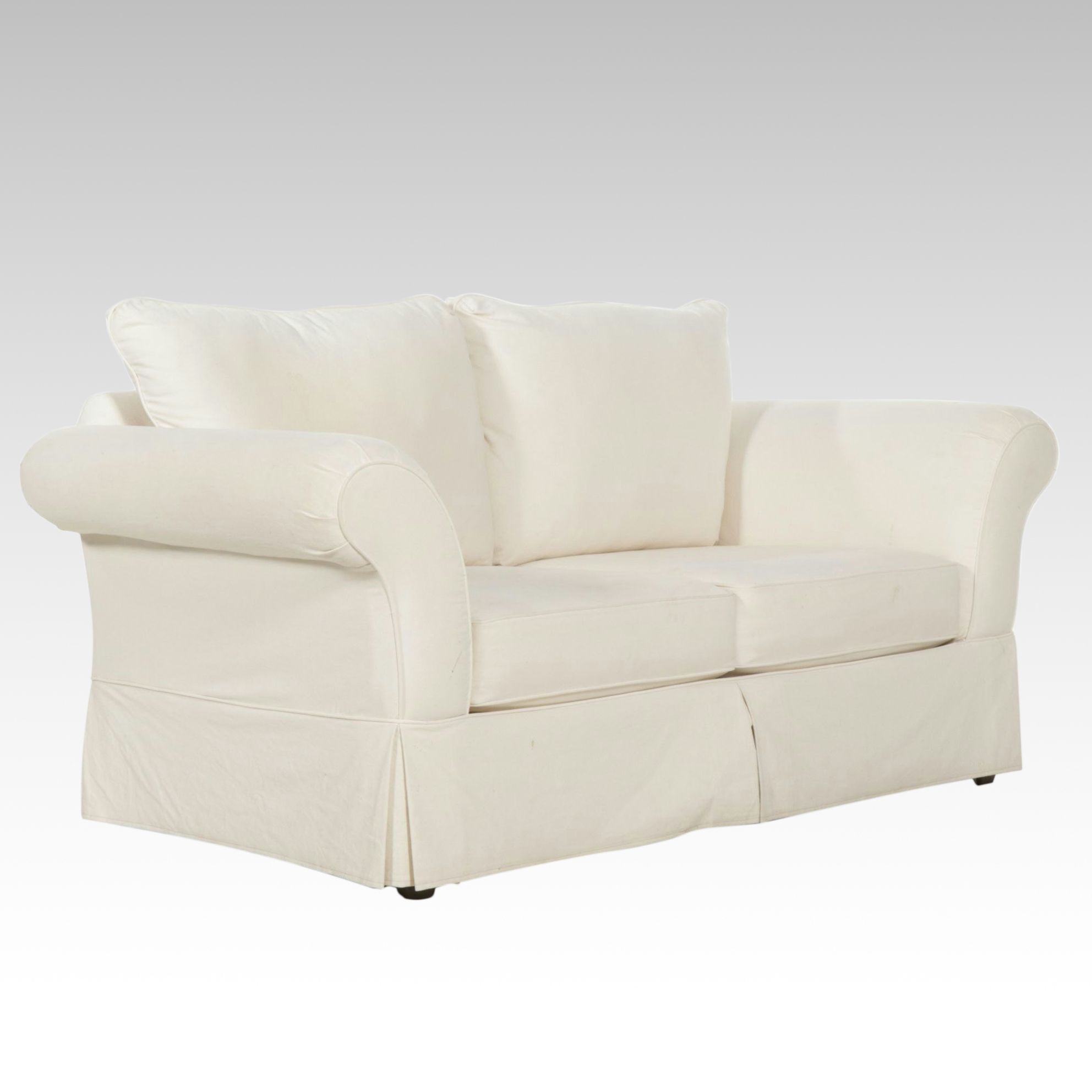 White Upholstered Loveseat Sofa