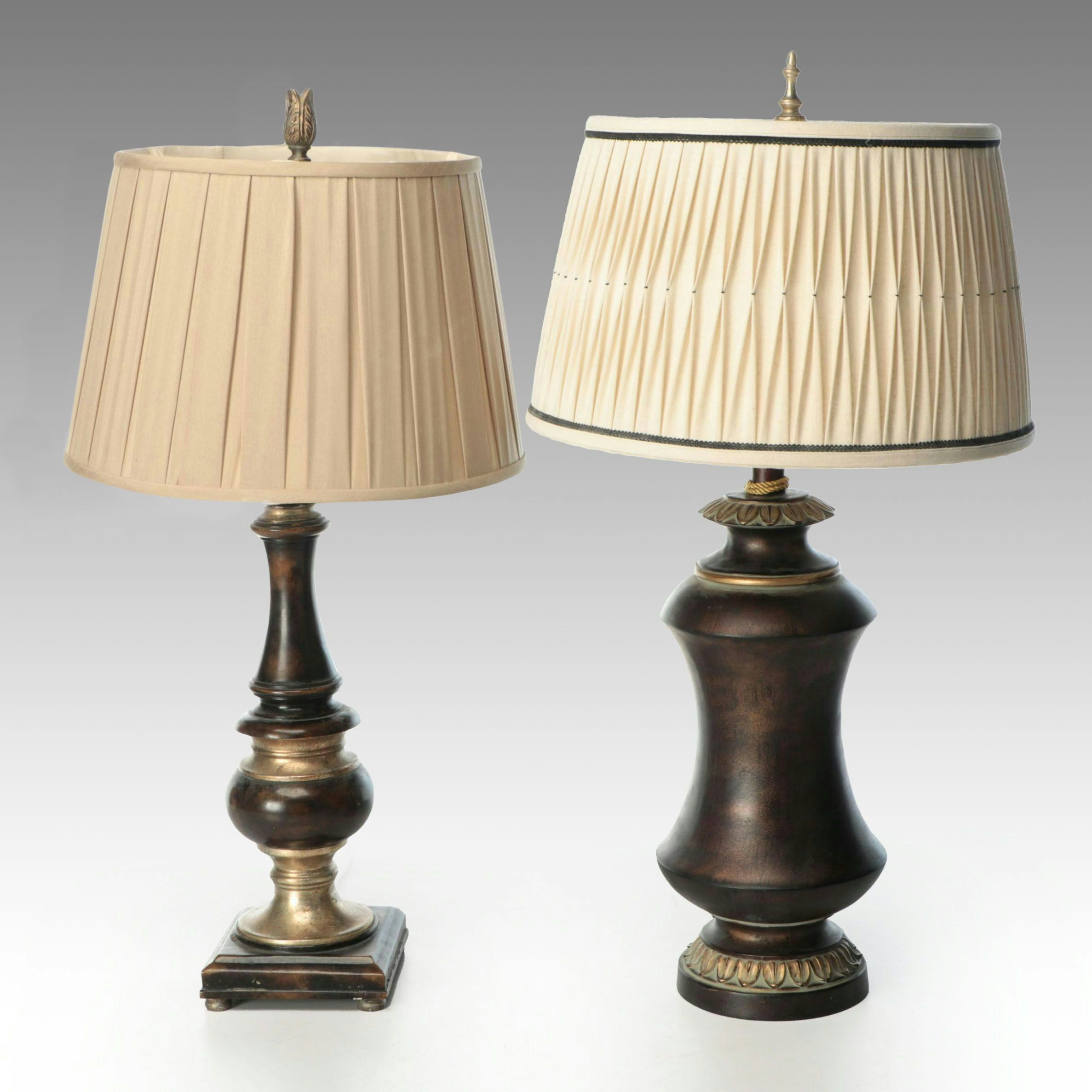Bronze Finish Candlestick and Urn Table Lamps