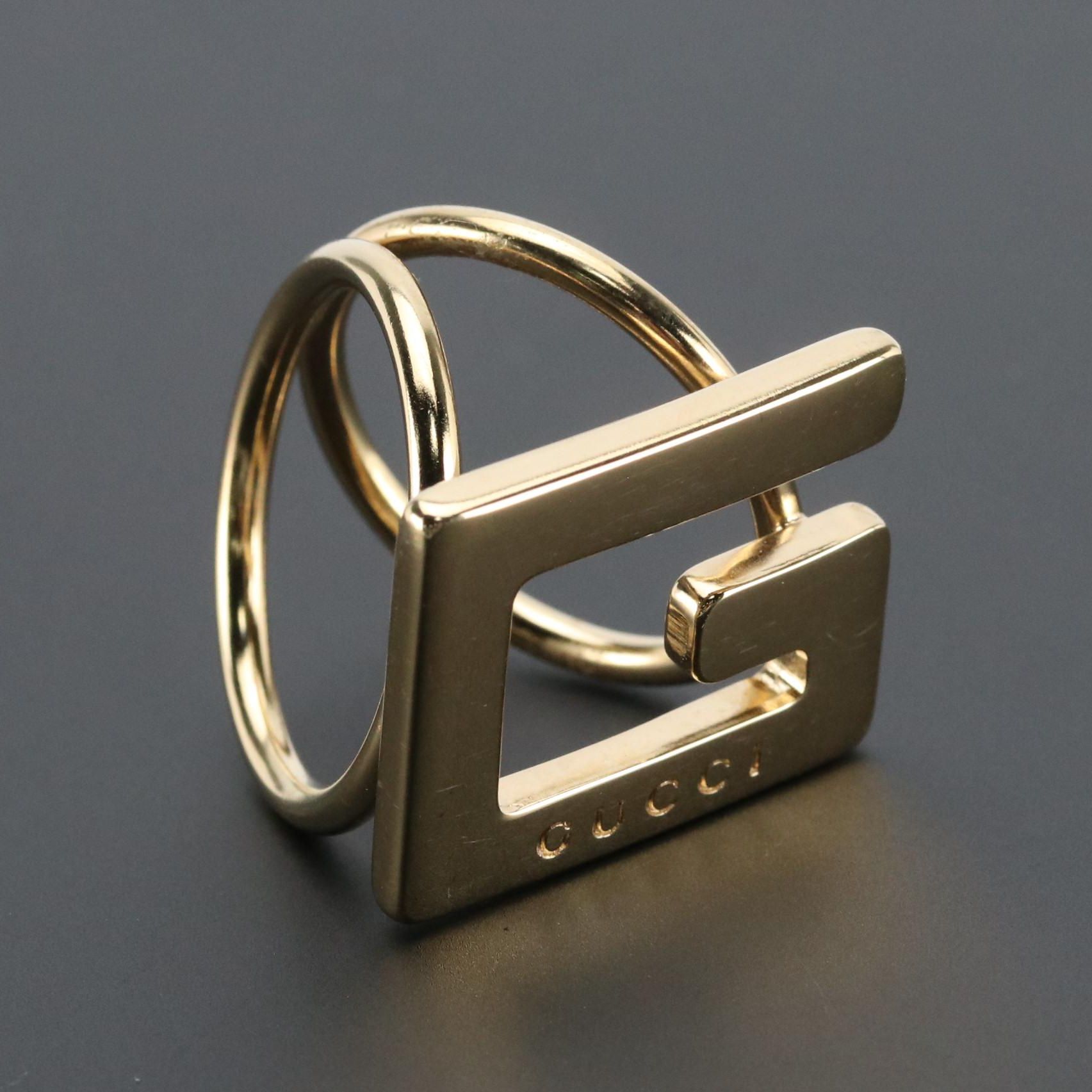 Gucci Single G Gold Tone Scarf Ring