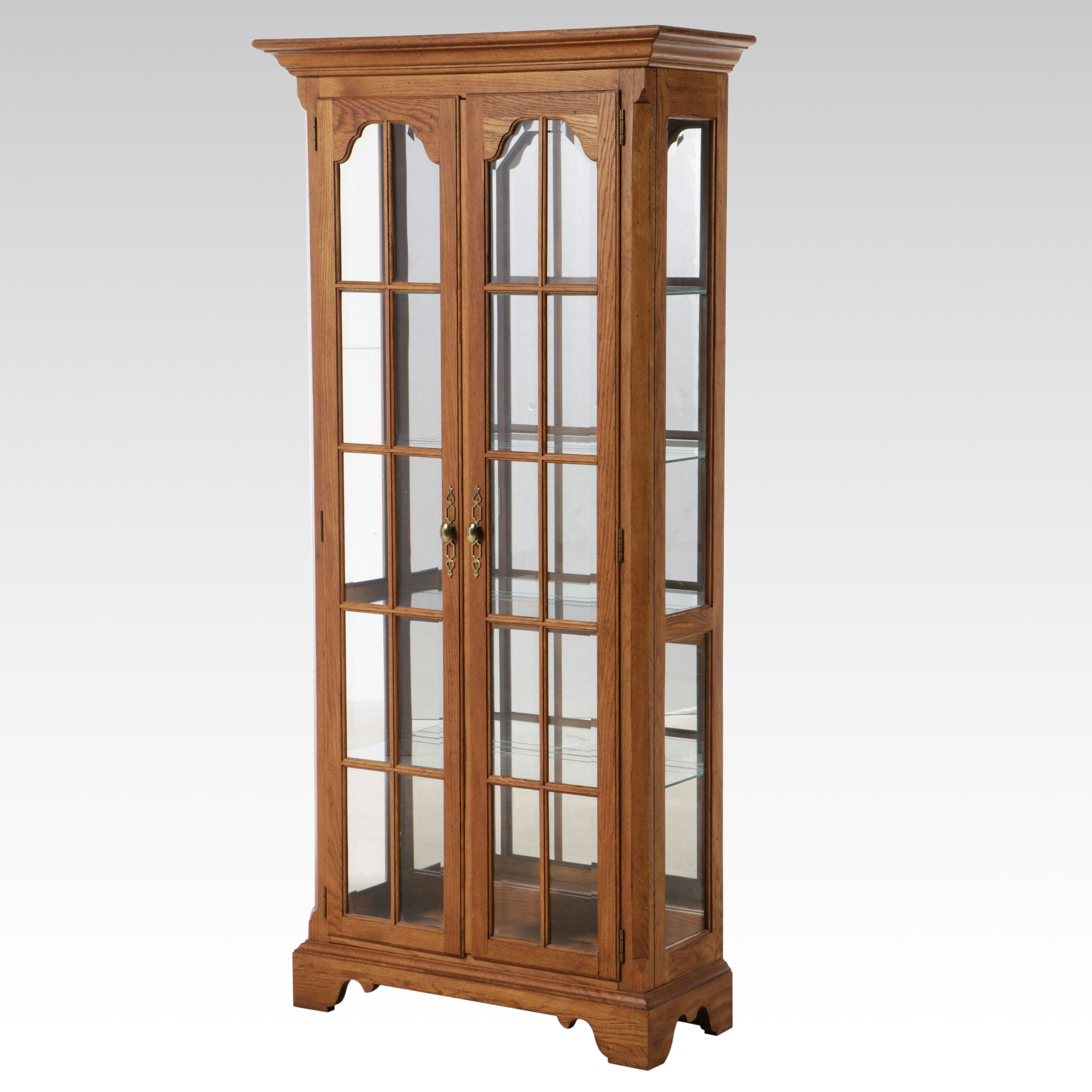 American Furniture Co. Traditional Style Oak Curio Cabinet, 1988