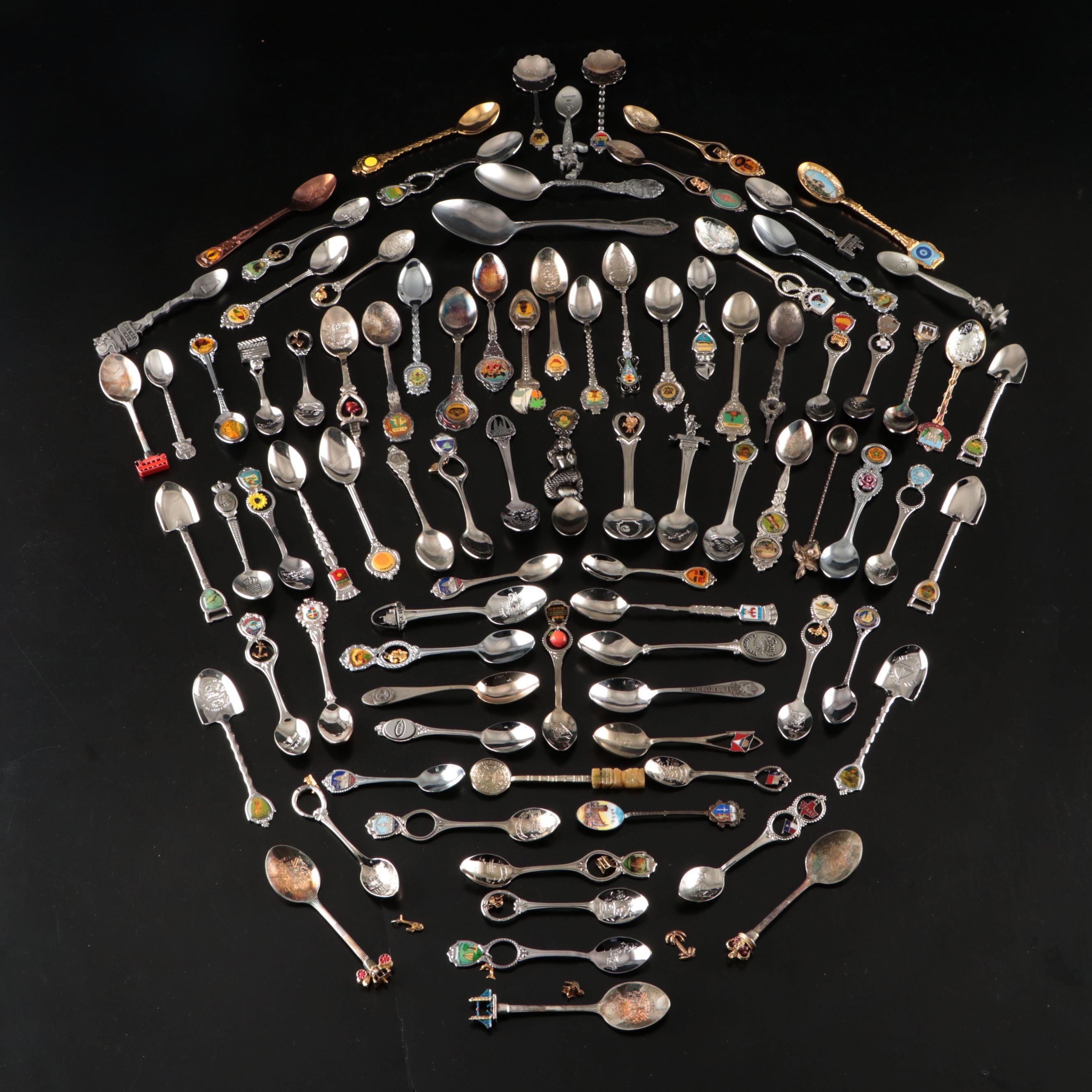 Vintage Sterling Silver with Silver Plate and Other Souvenir Spoons