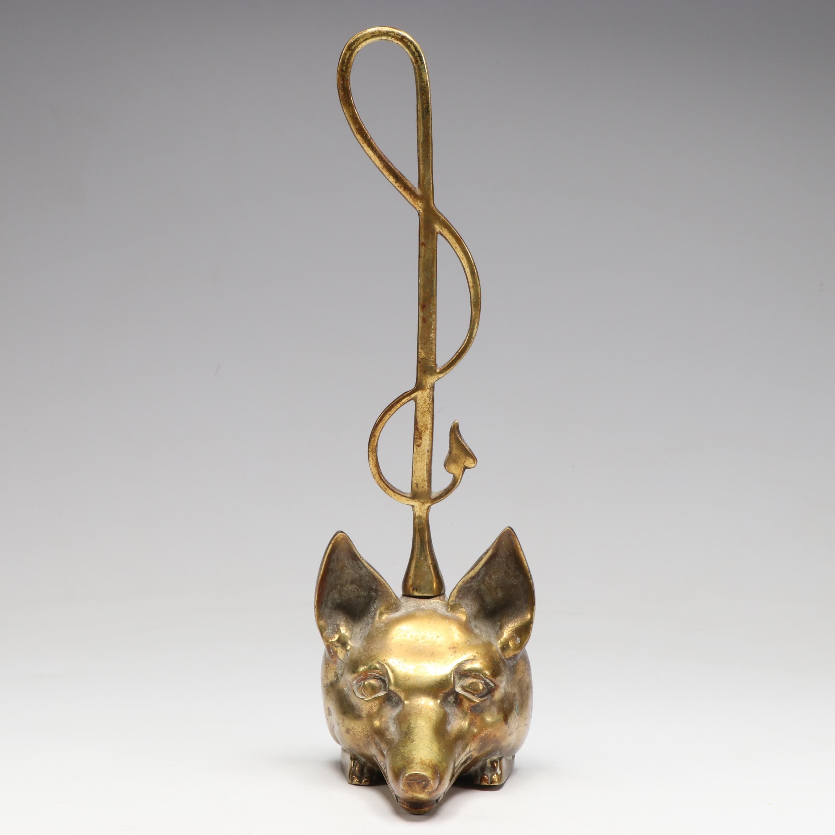 English Style Brass Fox Head Doorstop