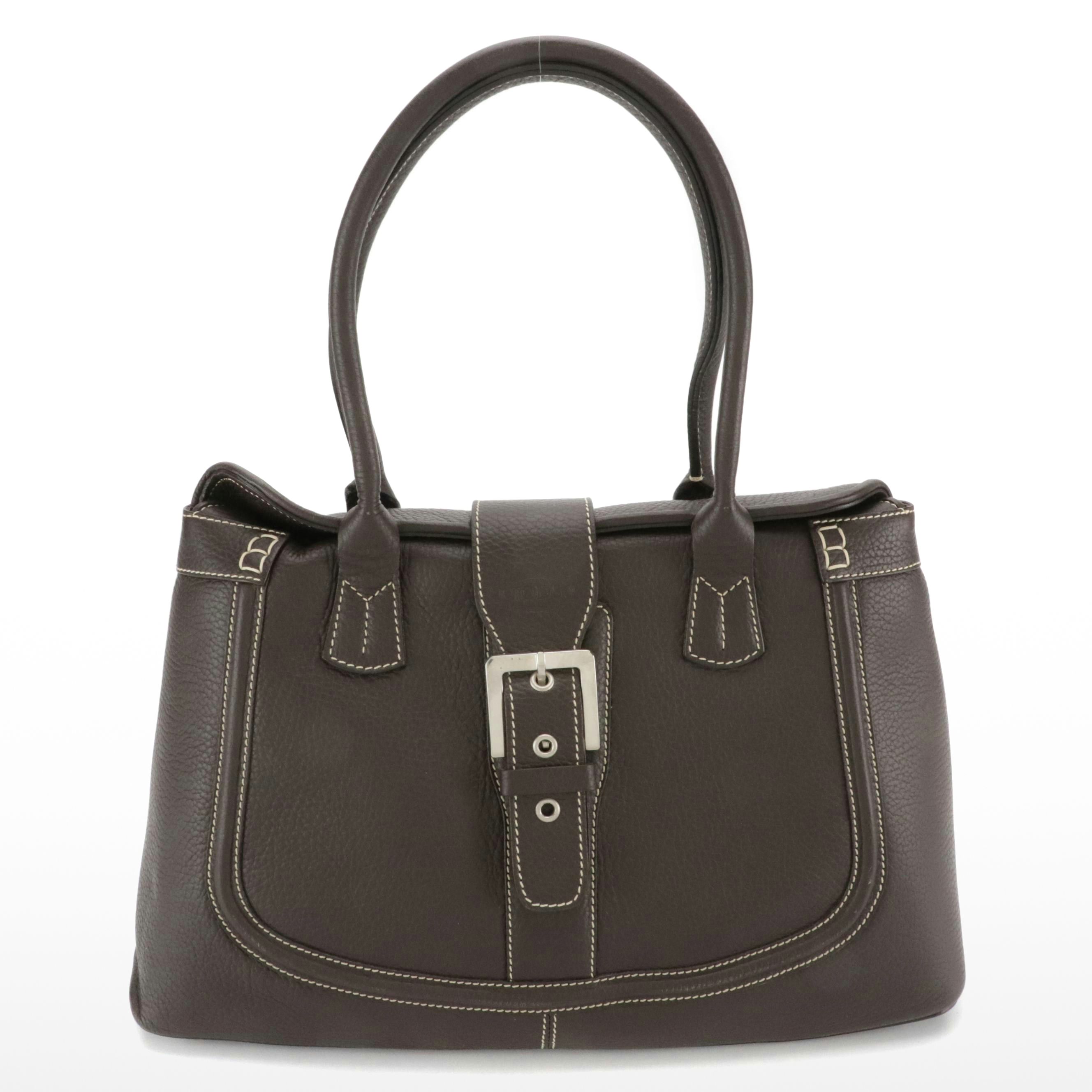 Tod's Buckle Satchel in Italian Grained Leather