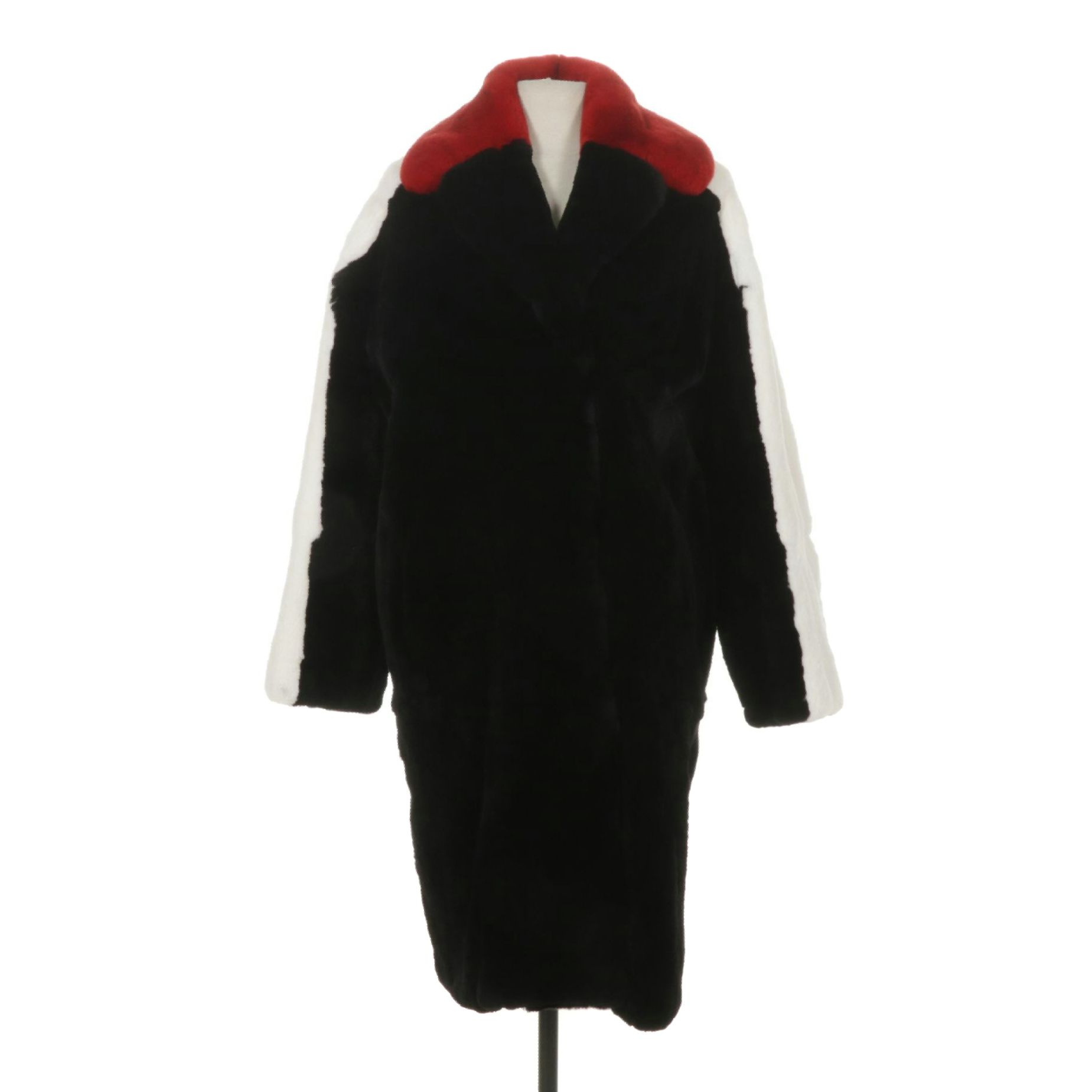 MSGM Italian Sheared and Dyed Rex Rabbit Fur Coat