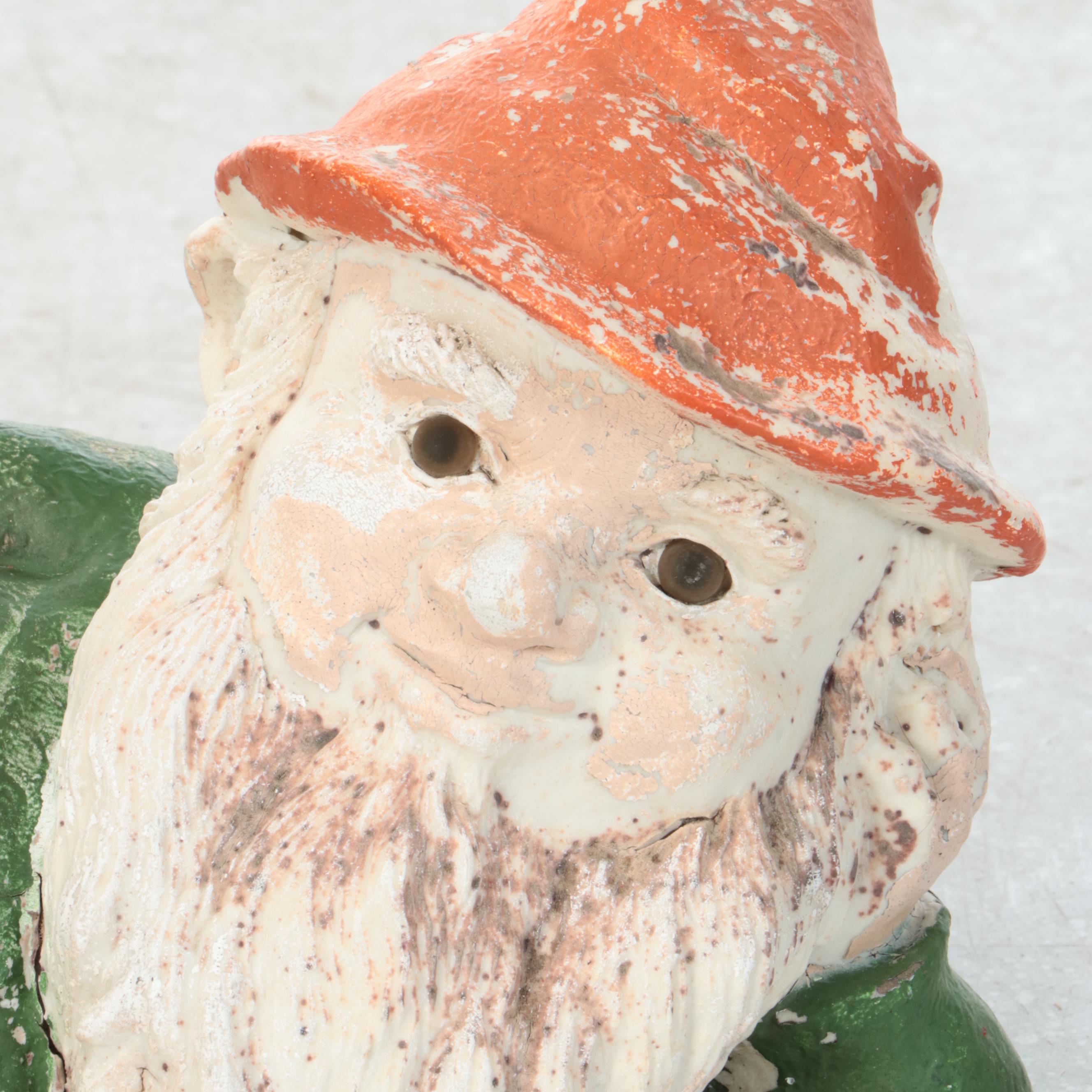 Polychrome Decorated Lounging Garden Gnomes, Late 20th Century