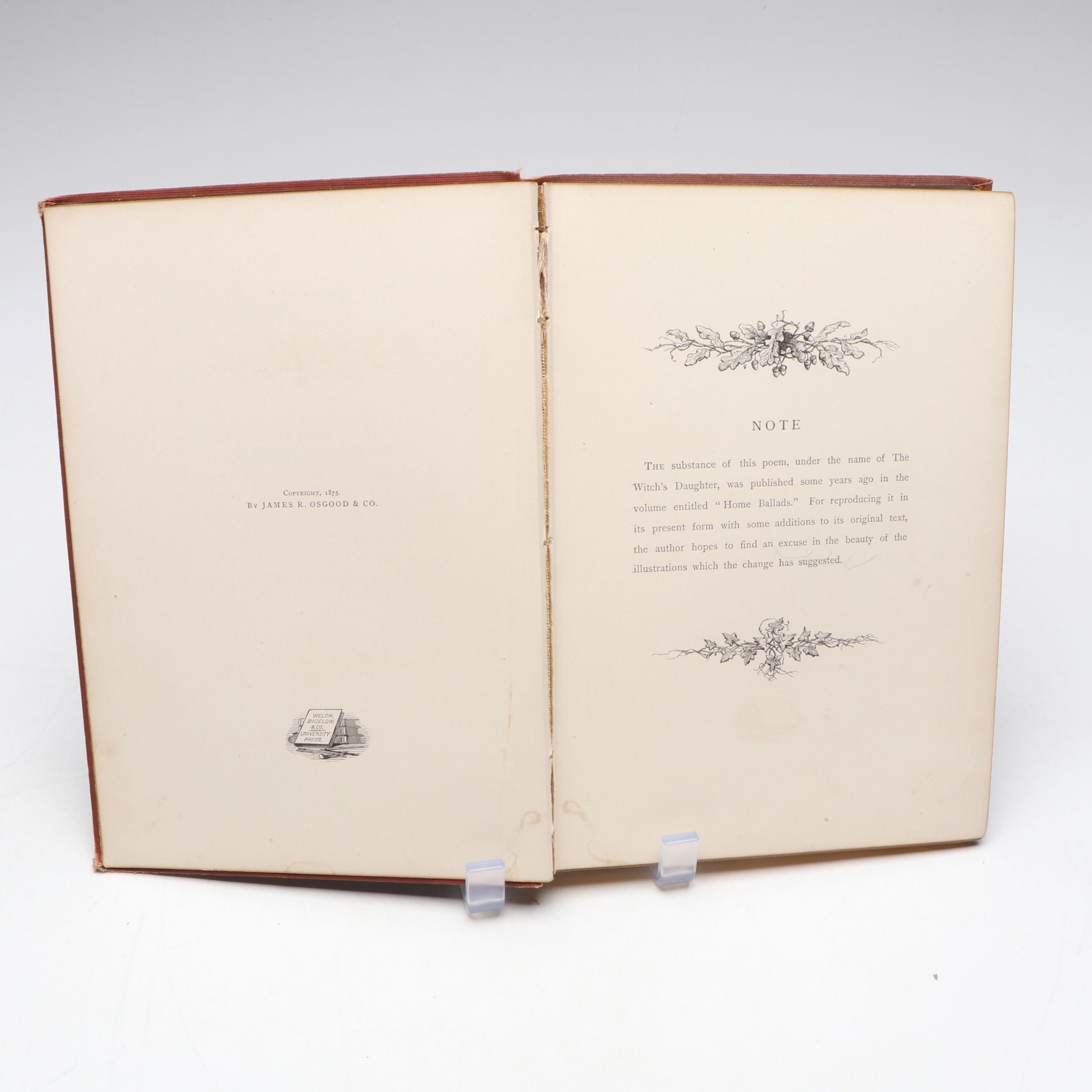 Illustrated "Mabel Martin" by J.G. Whittier with Hickok Leather-Clad Sewing Box