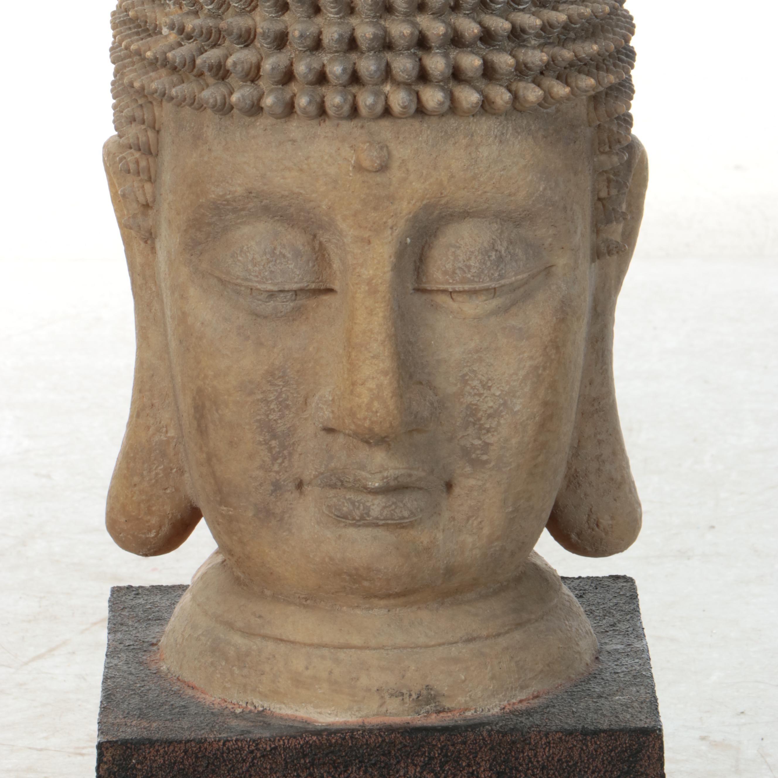 Weathered Buddha Style Head on Base