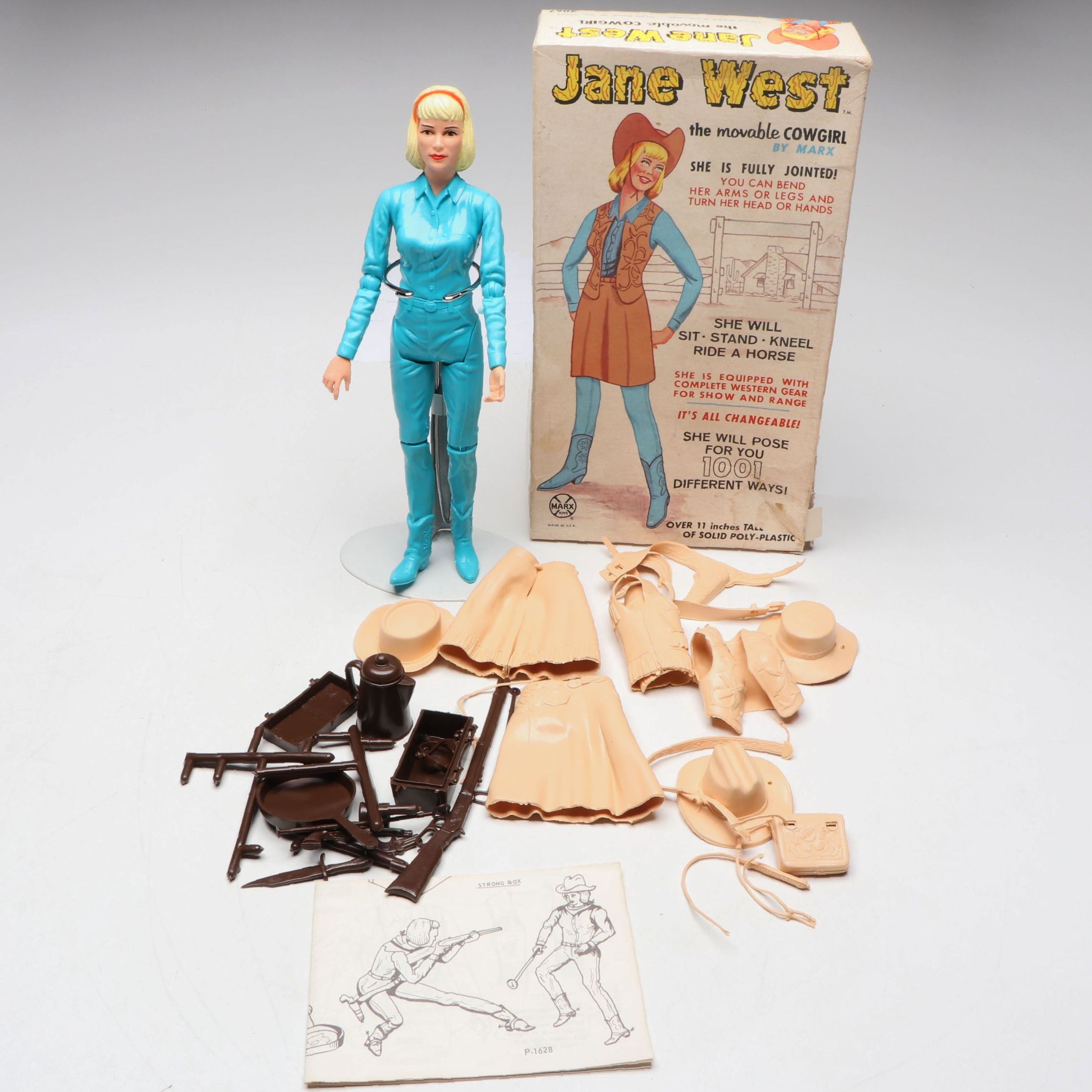 Marx Toys "Jane West" Action Figure with Clothing and Other Accessories, 1965