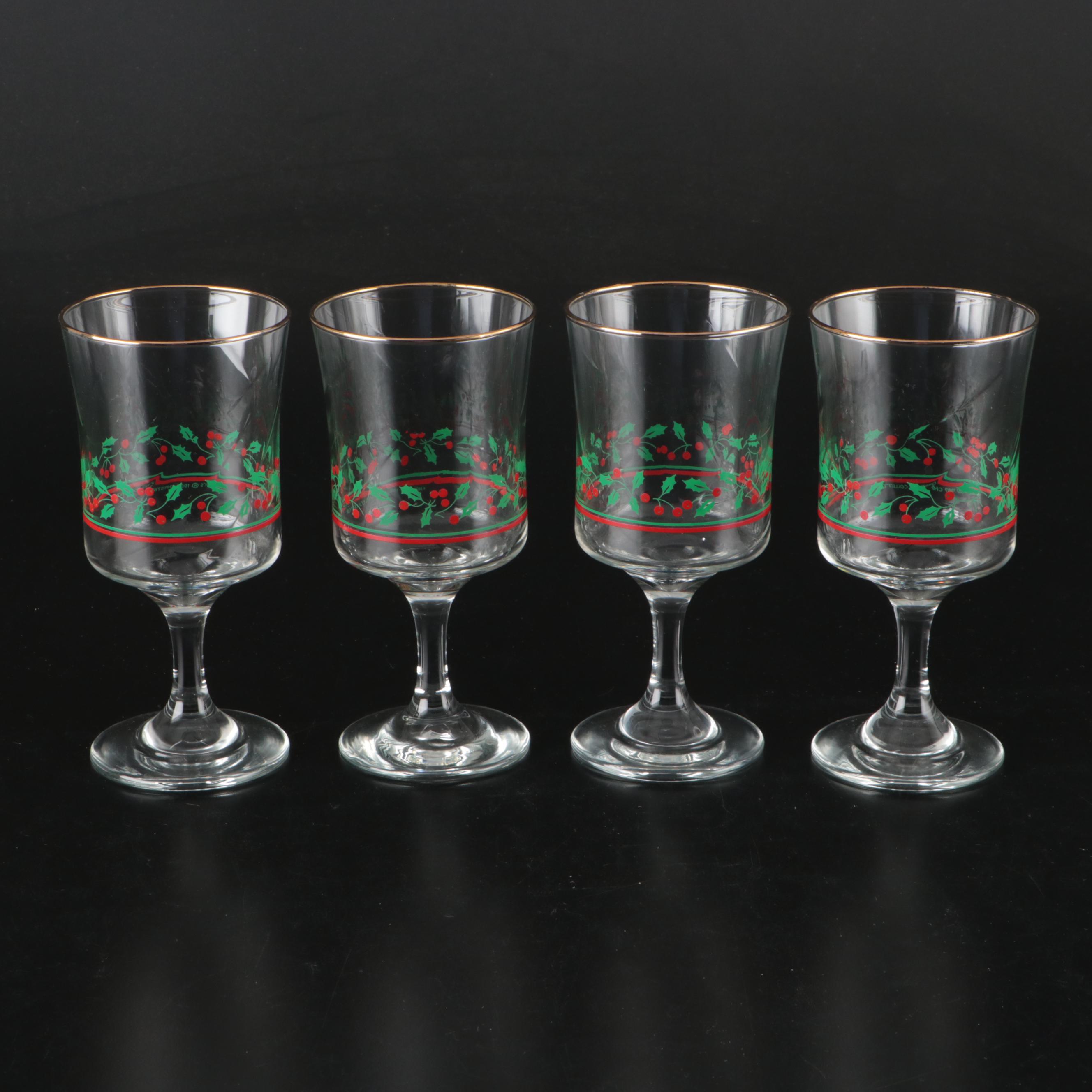 Arby's Glassware Christmas Water Goblets with Crystal Bowls and Other Tableware