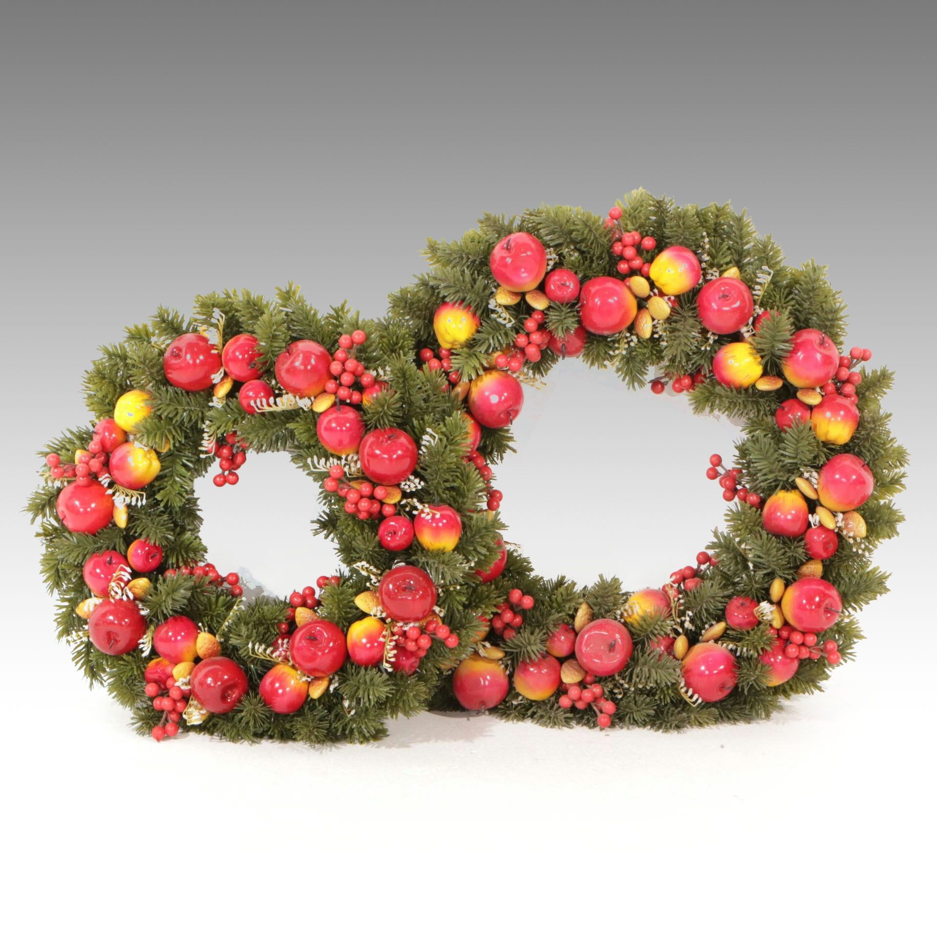 Pair of Apple, Nut & Berry Holiday Wreaths