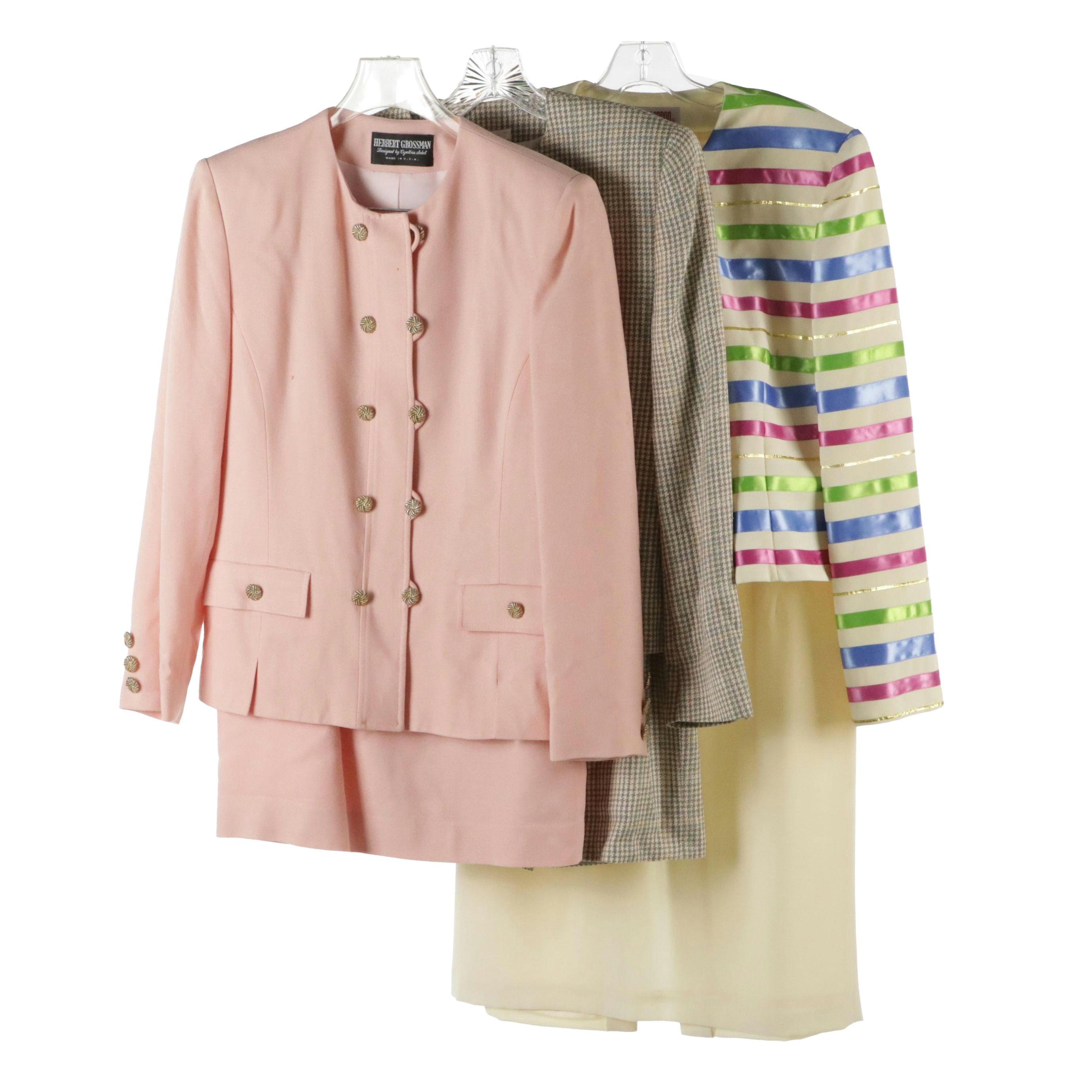 Herbert Grossman Pink Wool, Jos. A. Bank Herringbone and Maggy London Skirt Sets