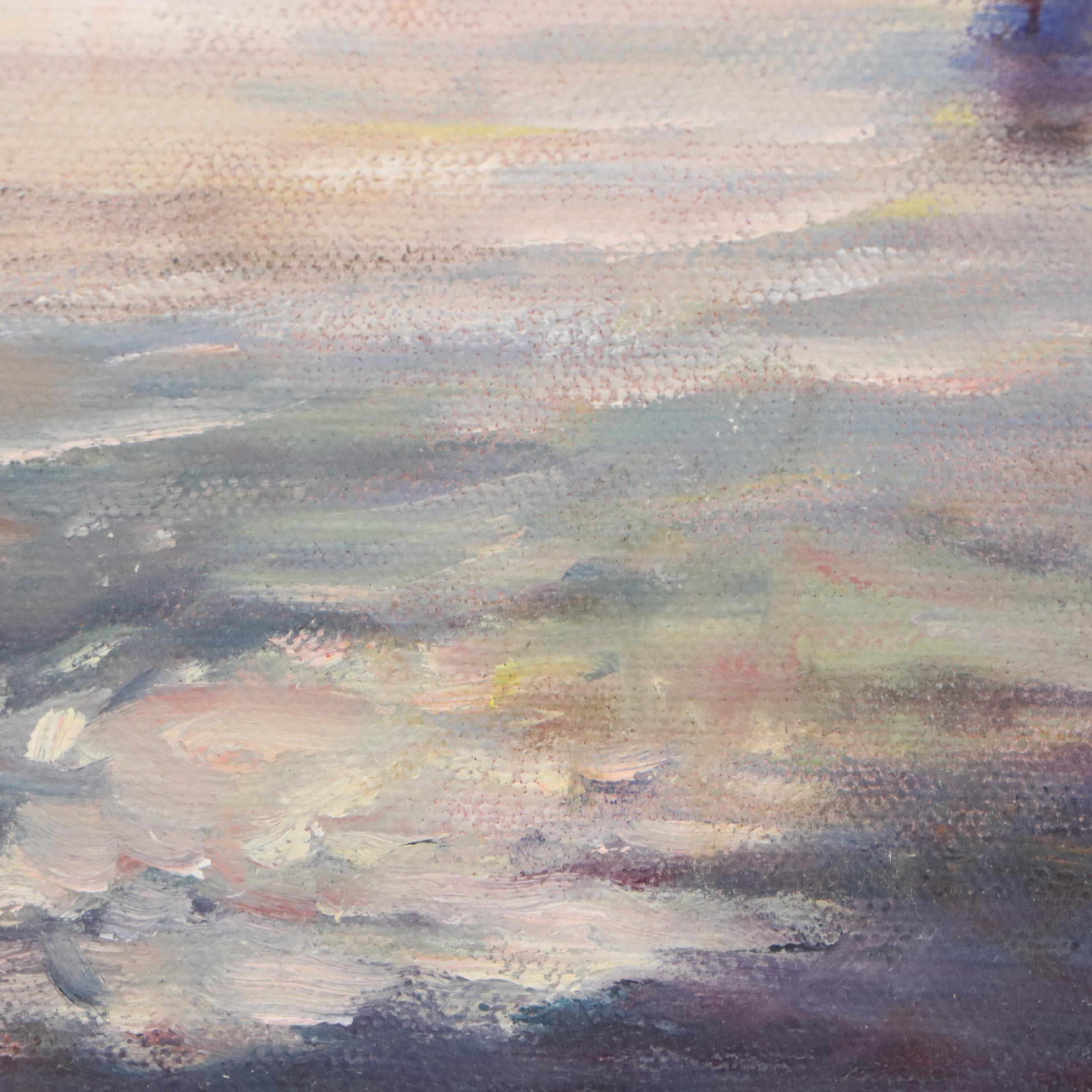 Gerald D. Botzum Harbor Scene Oil Painting "Moments of Silver," 2000