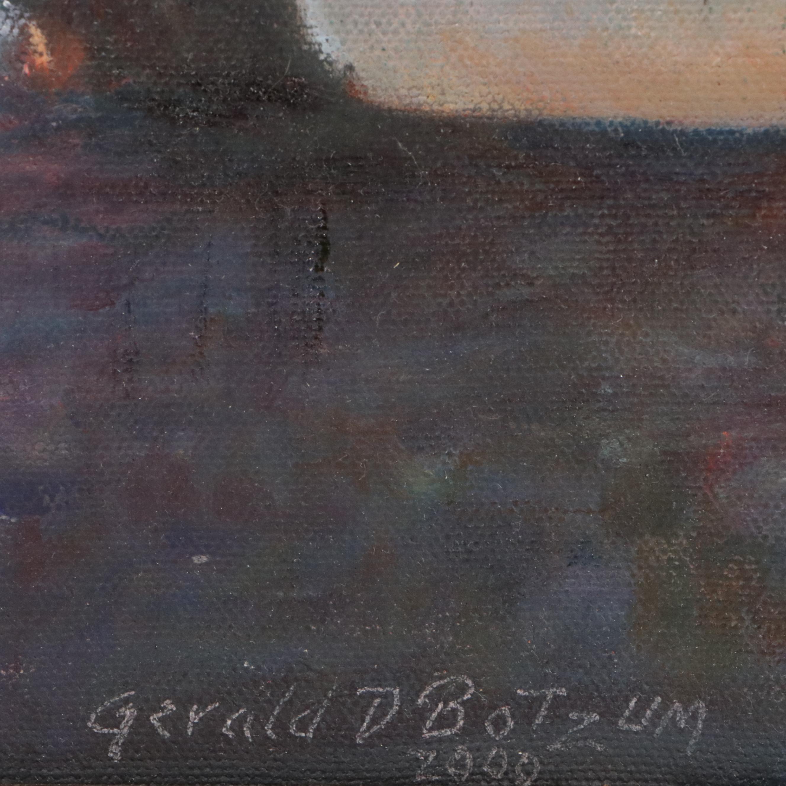 Gerald D. Botzum Harbor Scene Oil Painting "Moments of Silver," 2000