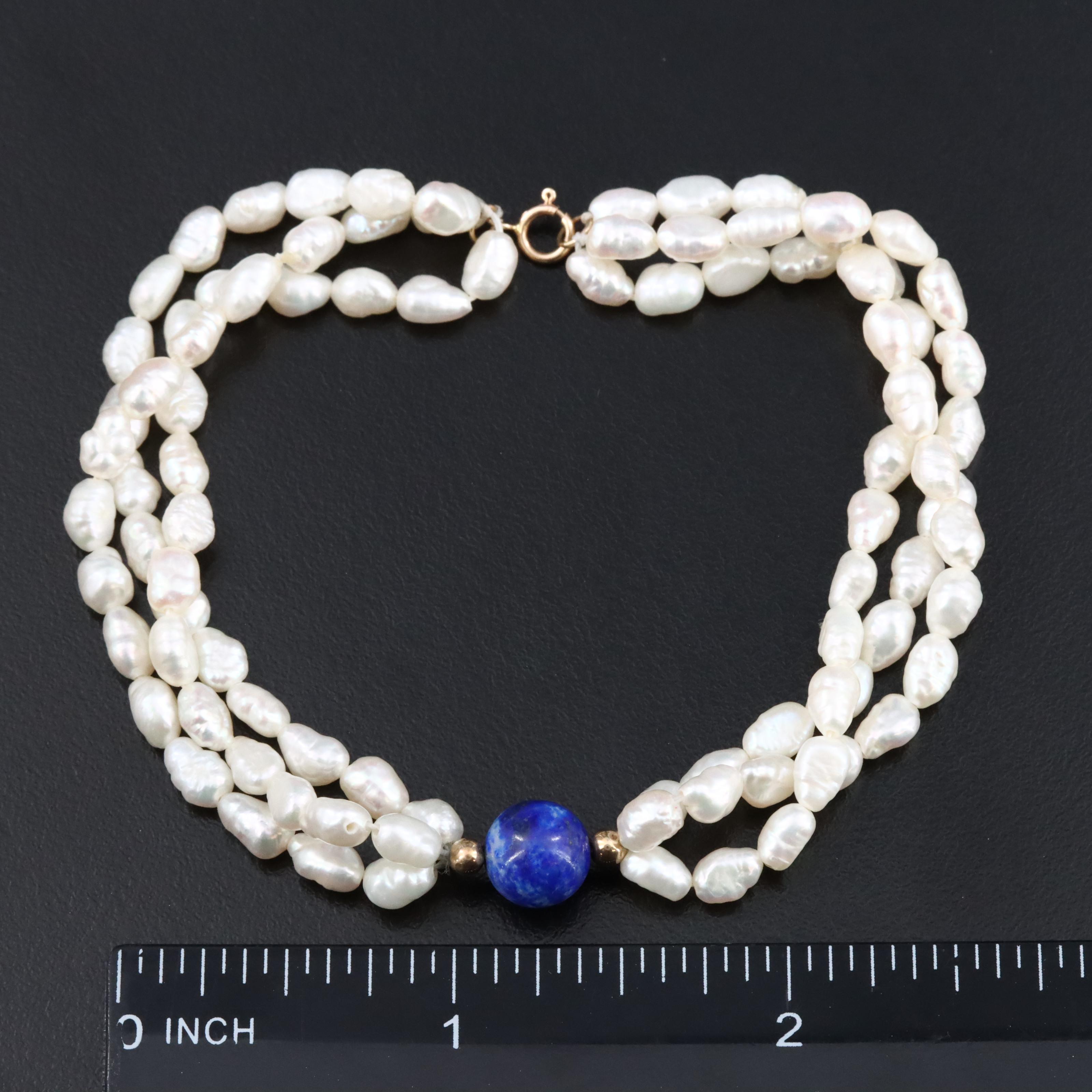 14K Pearl and Lapis Lazuli Bracelet Collection