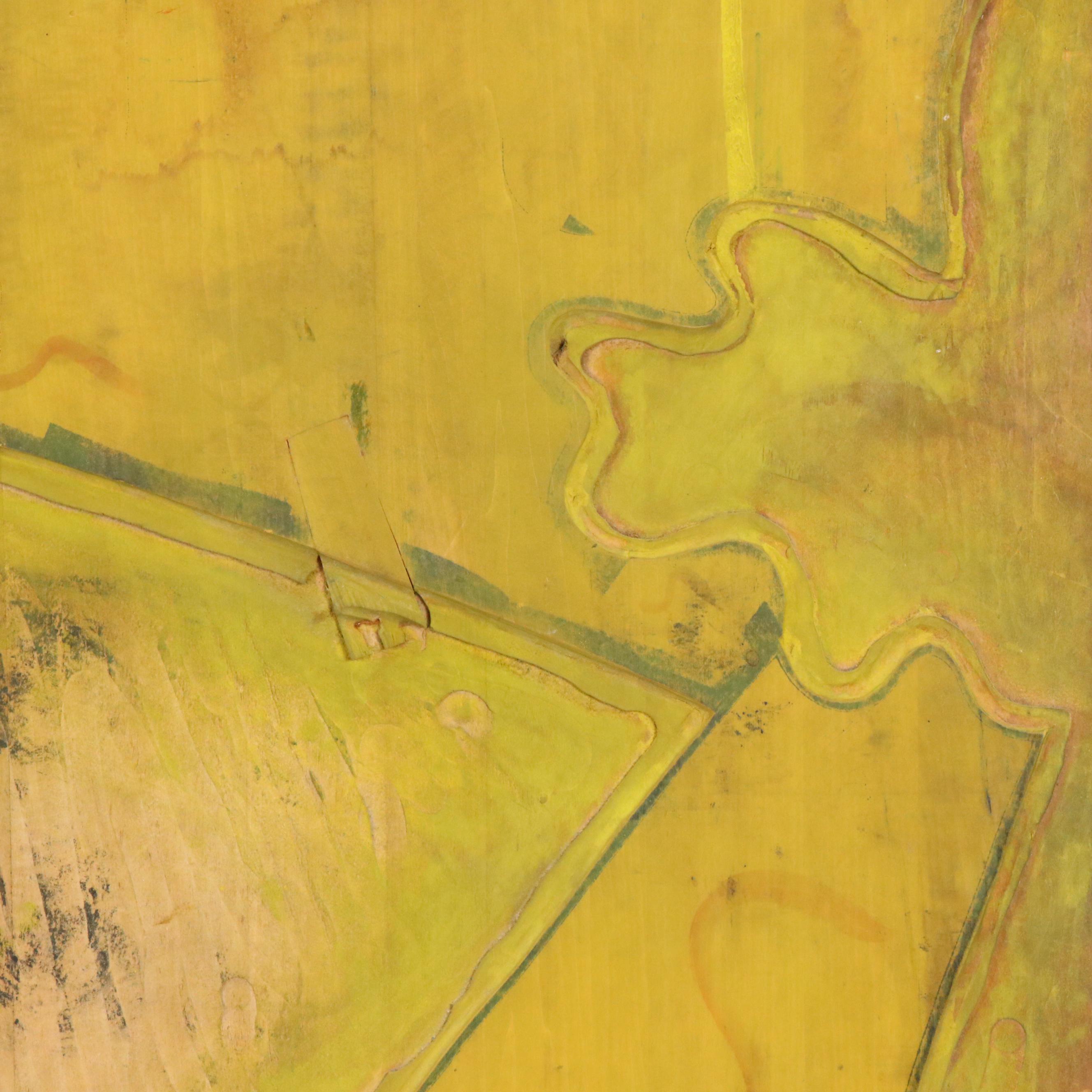 Landscape Carved Wood Print Plate, Mid-20th Century