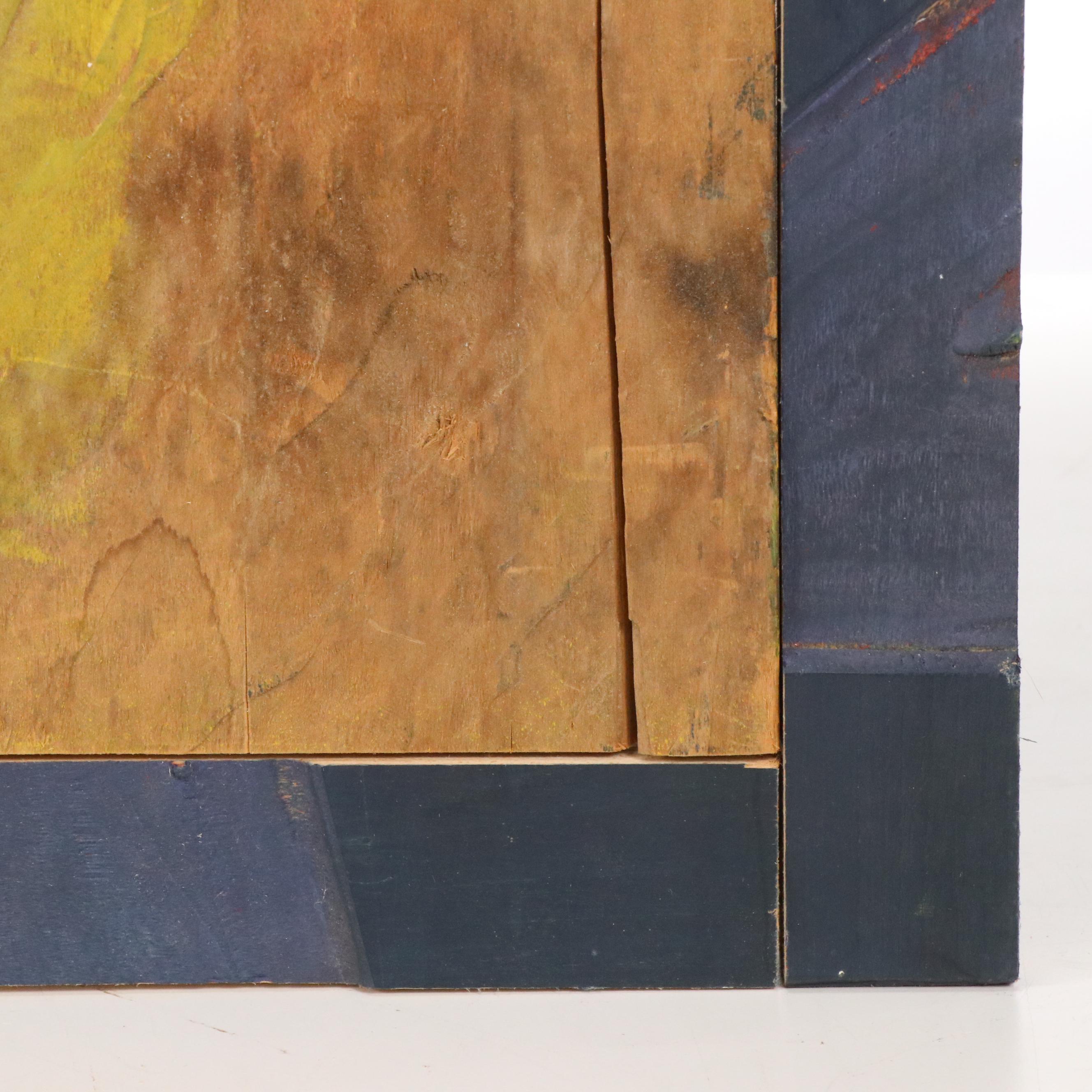 Landscape Carved Wood Print Plate, Mid-20th Century