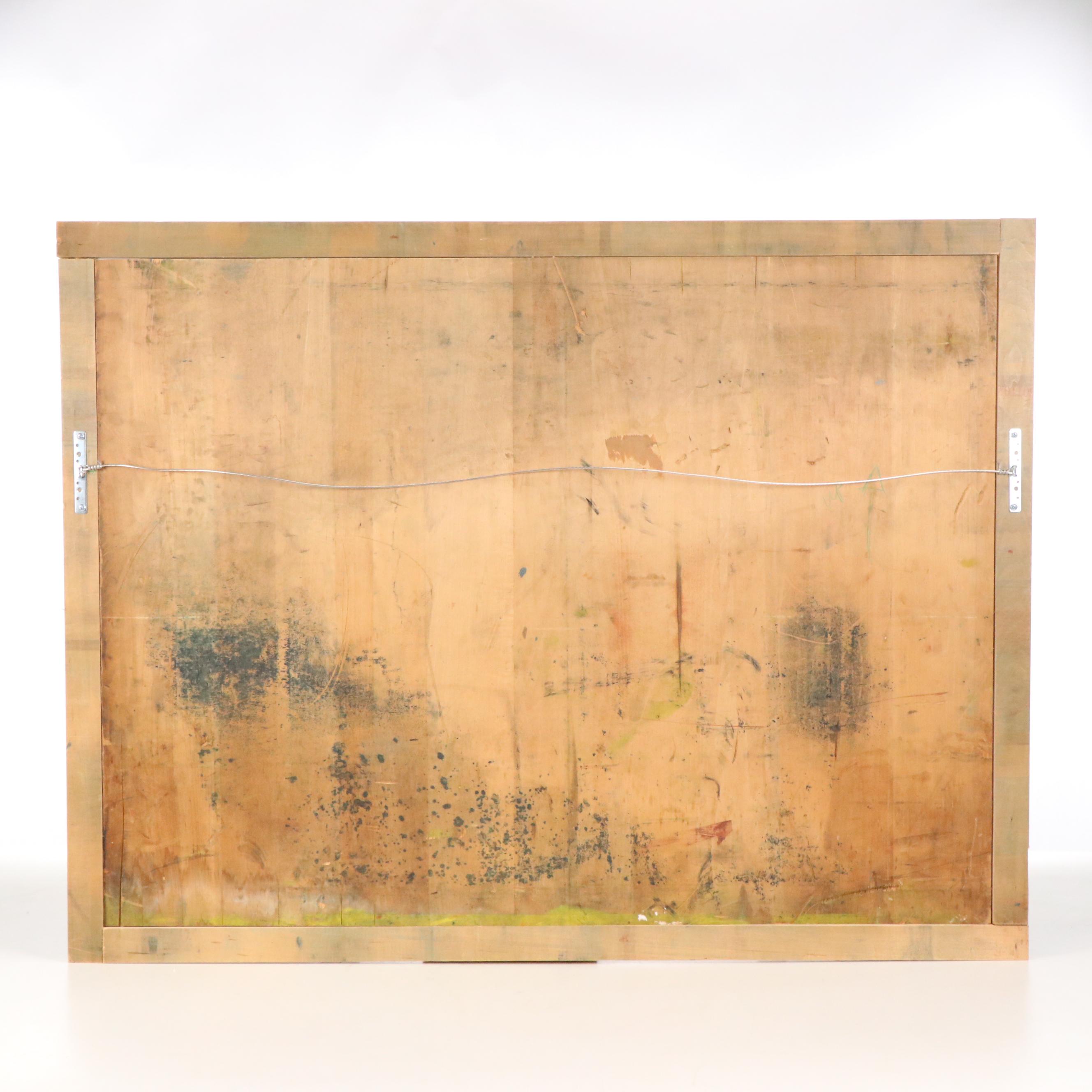 Landscape Carved Wood Print Plate, Mid-20th Century