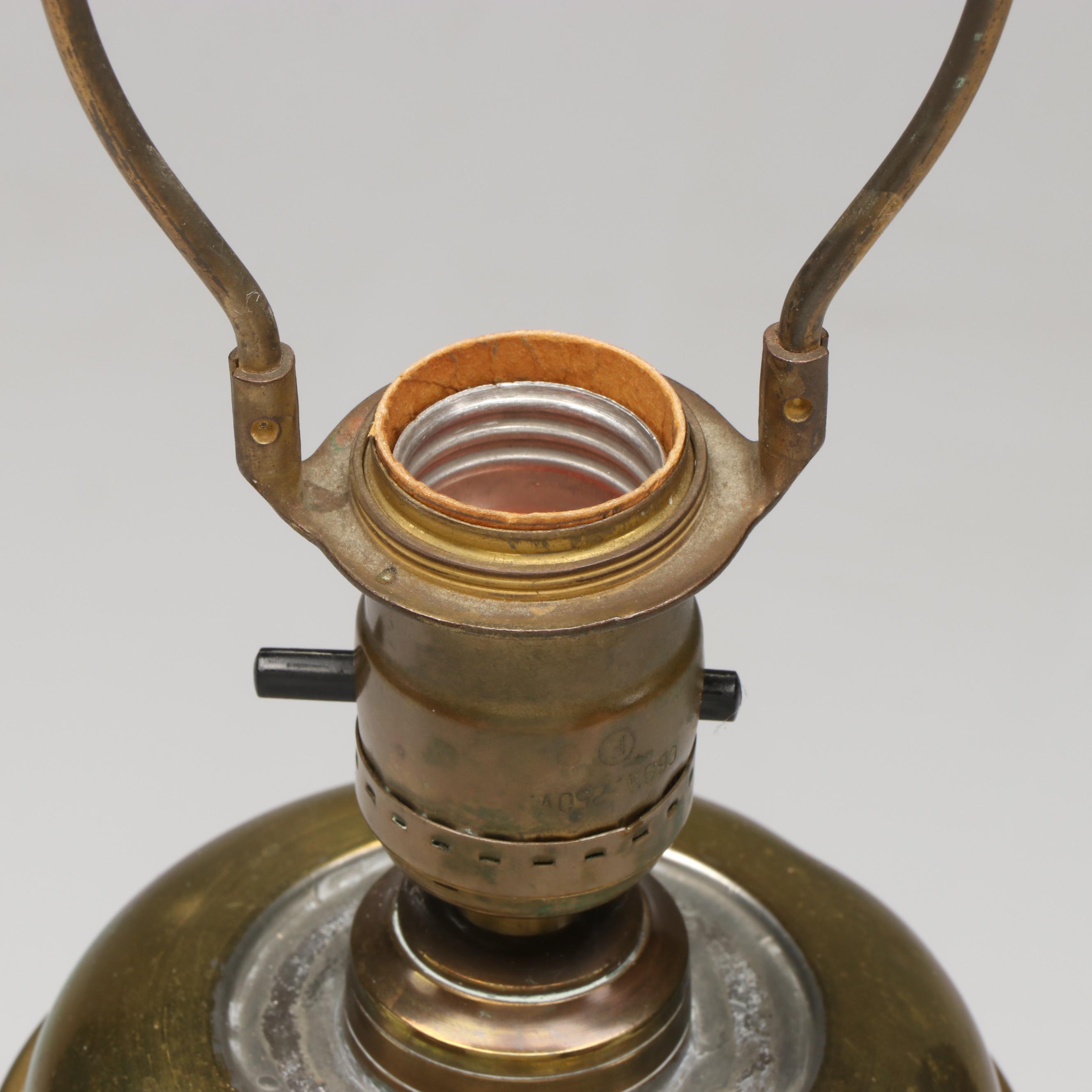 Neoclassical Style Brass Table Lamp with Marble Base