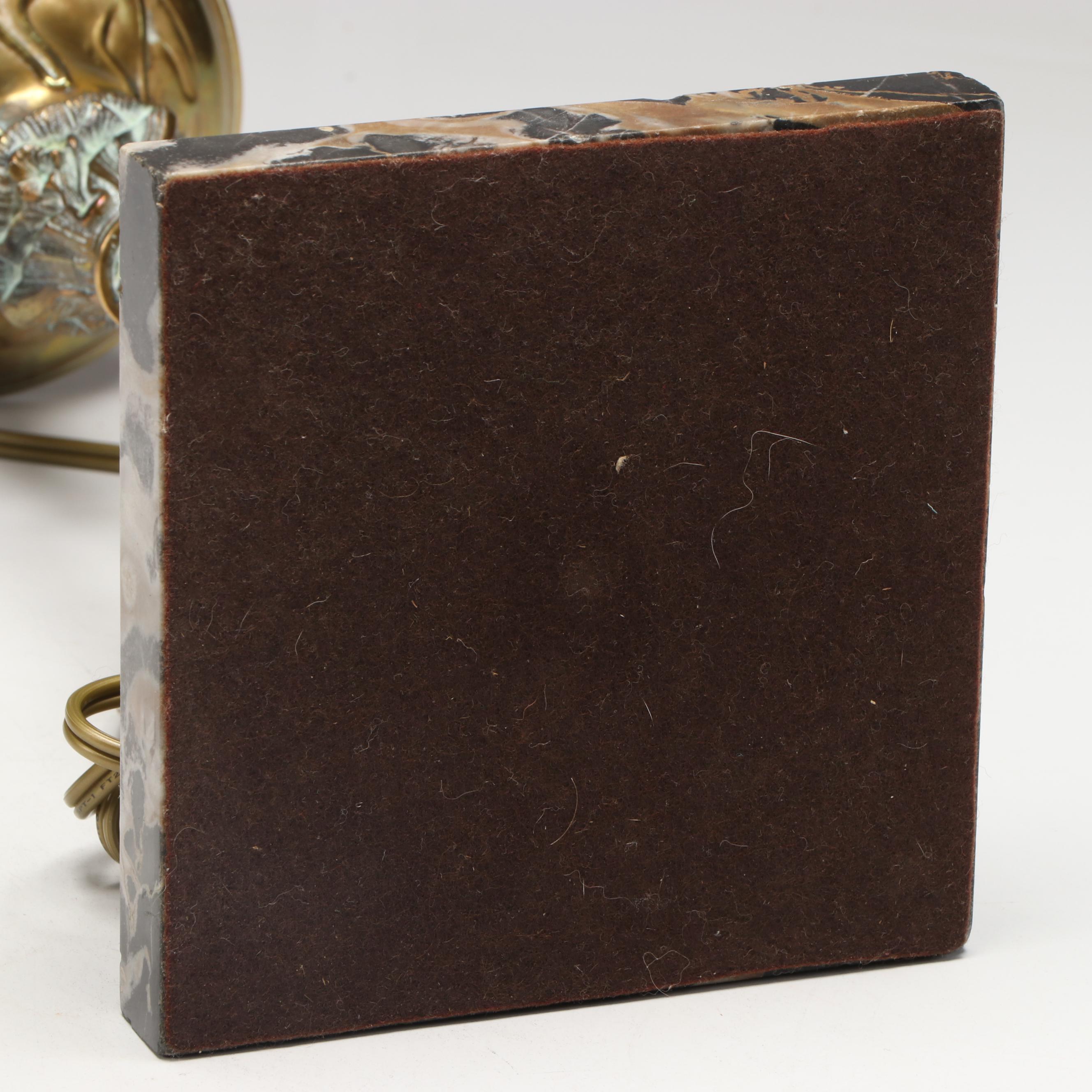 Neoclassical Style Brass Table Lamp with Marble Base