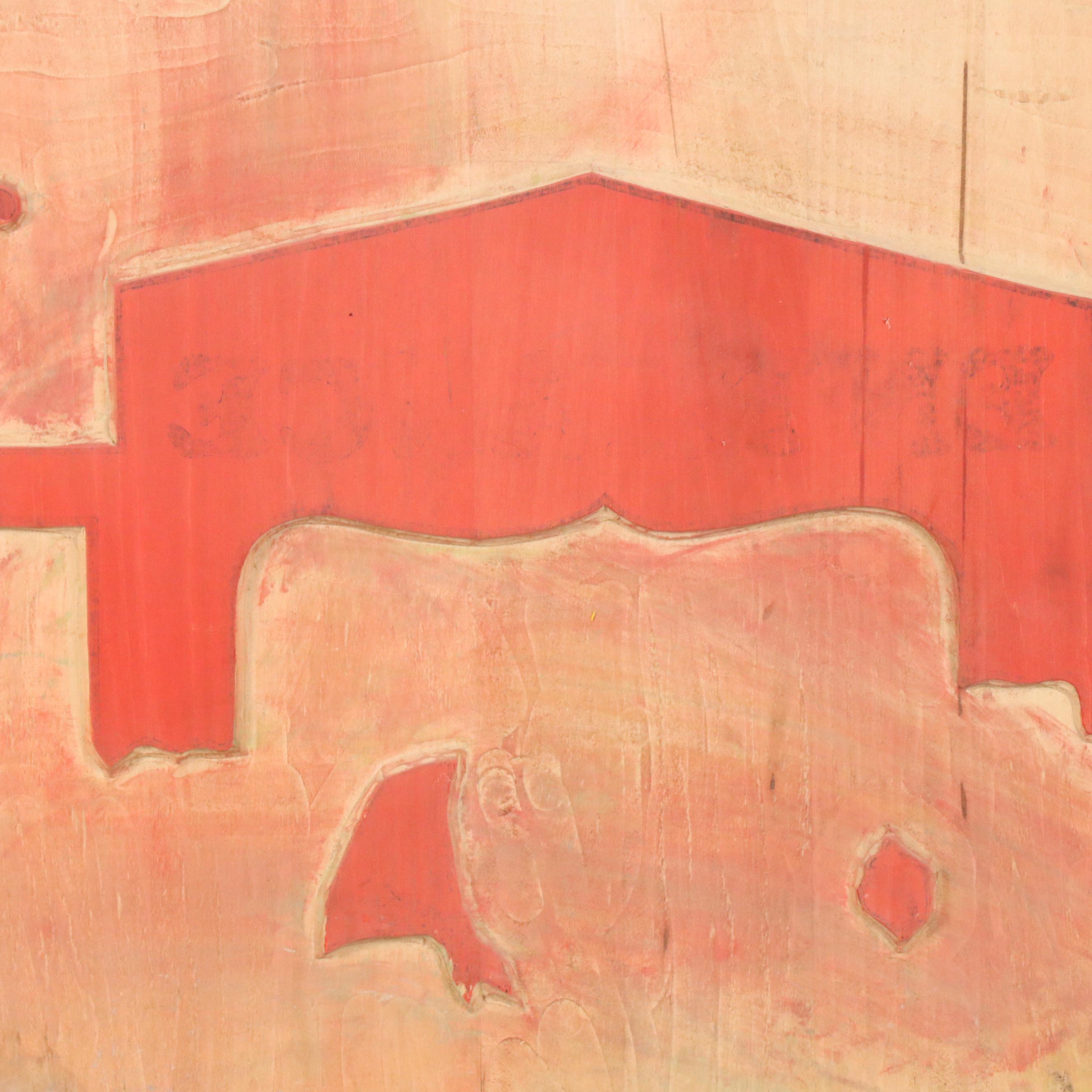 Landscape Carved Wood Print Plate, Mid-20th Century